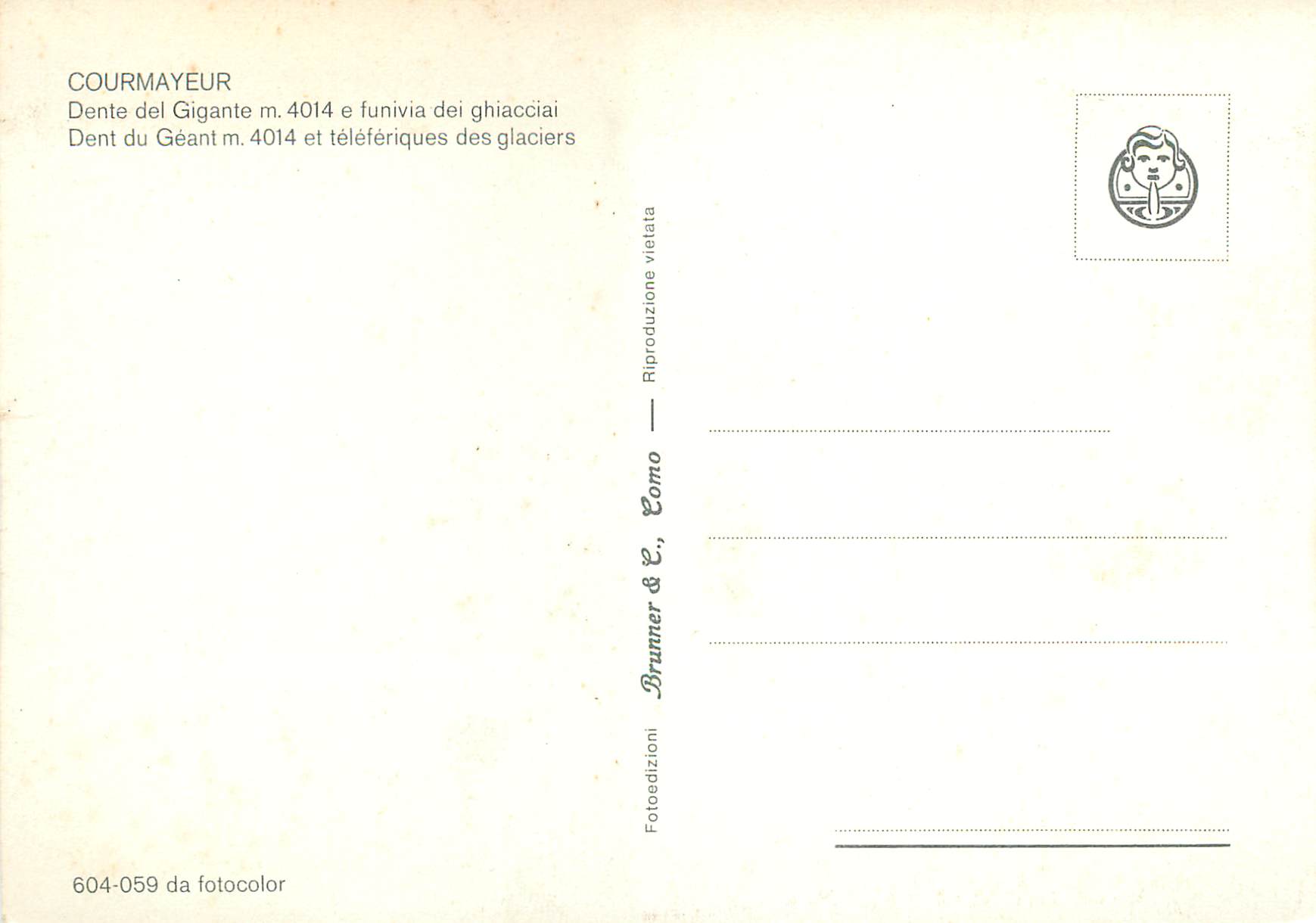 CPM Courmayeur dent du geant m 4014 et teleferiques des glaciers — Rückseite