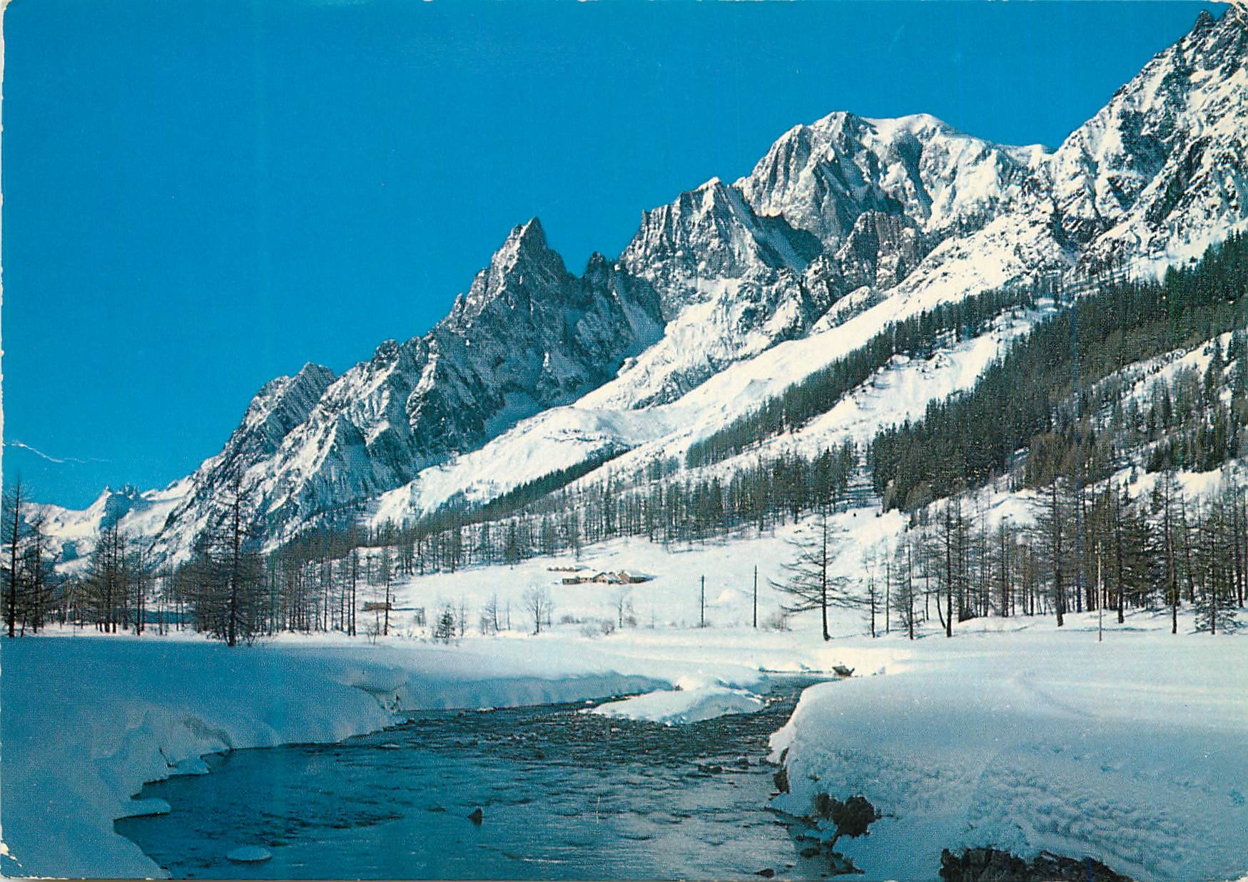 CPM Courmayeur planpincieux m 1600 hiver dans la val ferret au fond le Ã¹t blan m 4810