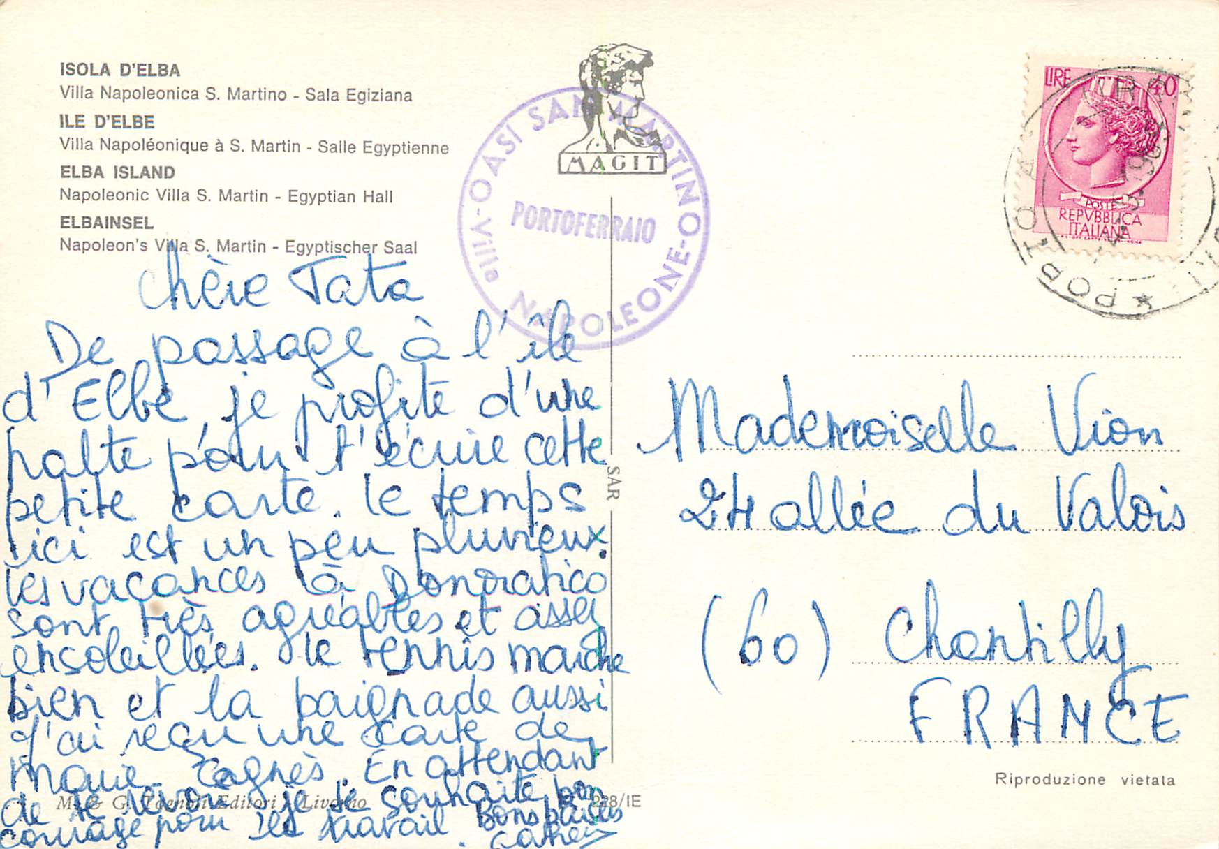 CPM Isola d'elba villa napoleonique a s marti salle egyptienne Egypte — Rückseite