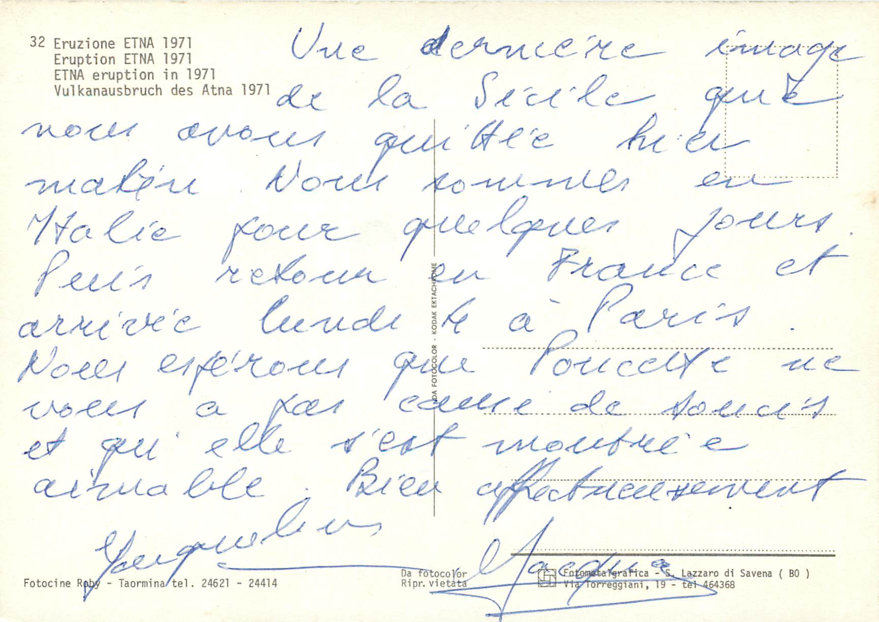 CPM Etna eruption 1971 — Rückseite