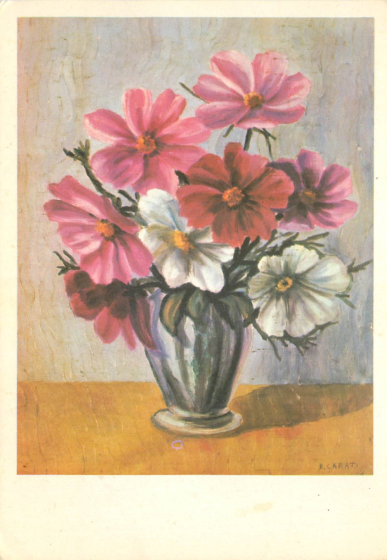 CPM Cartolina artistica di pittori dipingenti con la bocca o col