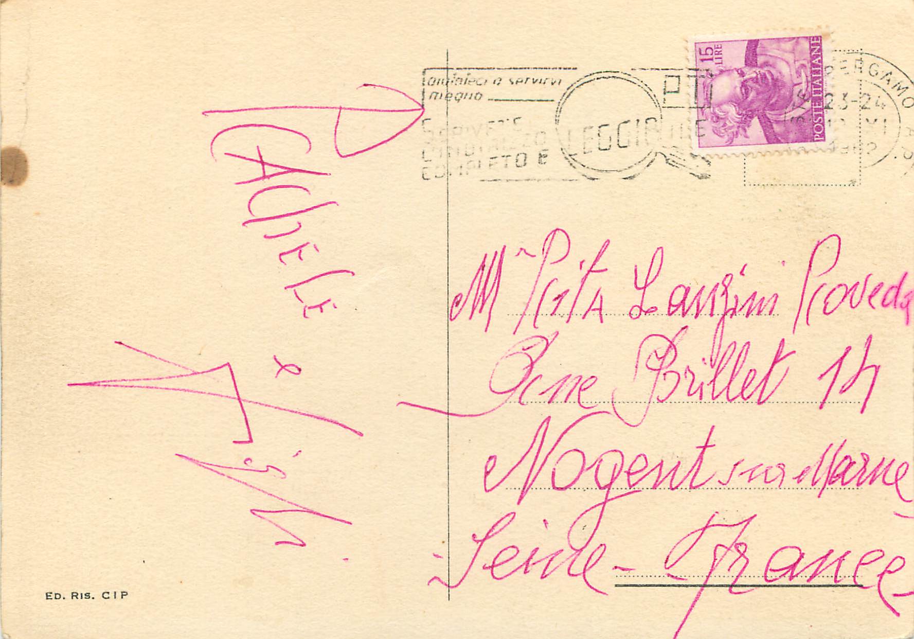 CPM Fantaisie Femme Italie — Rückseite