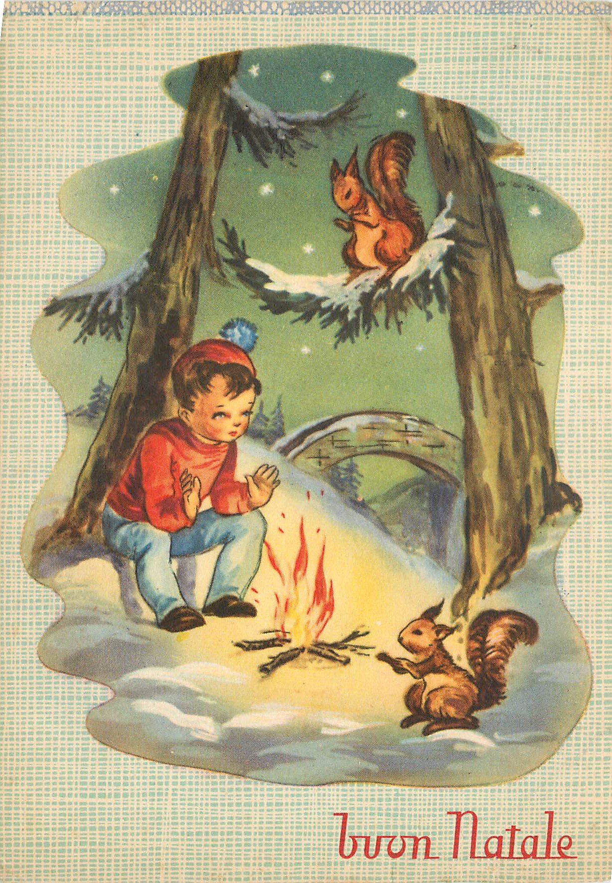 CPM Buon natale Ecureuil