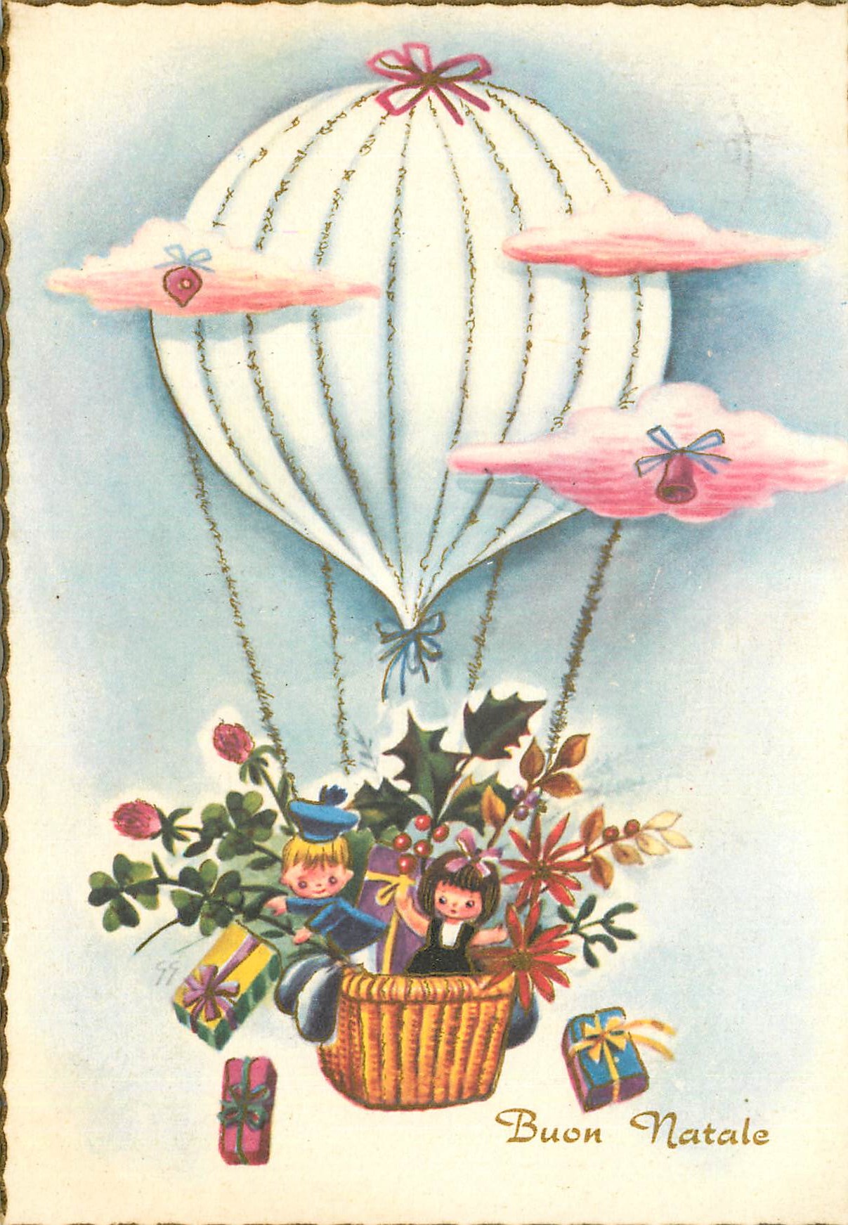 CPM Buon natale Dirigeable Ballon