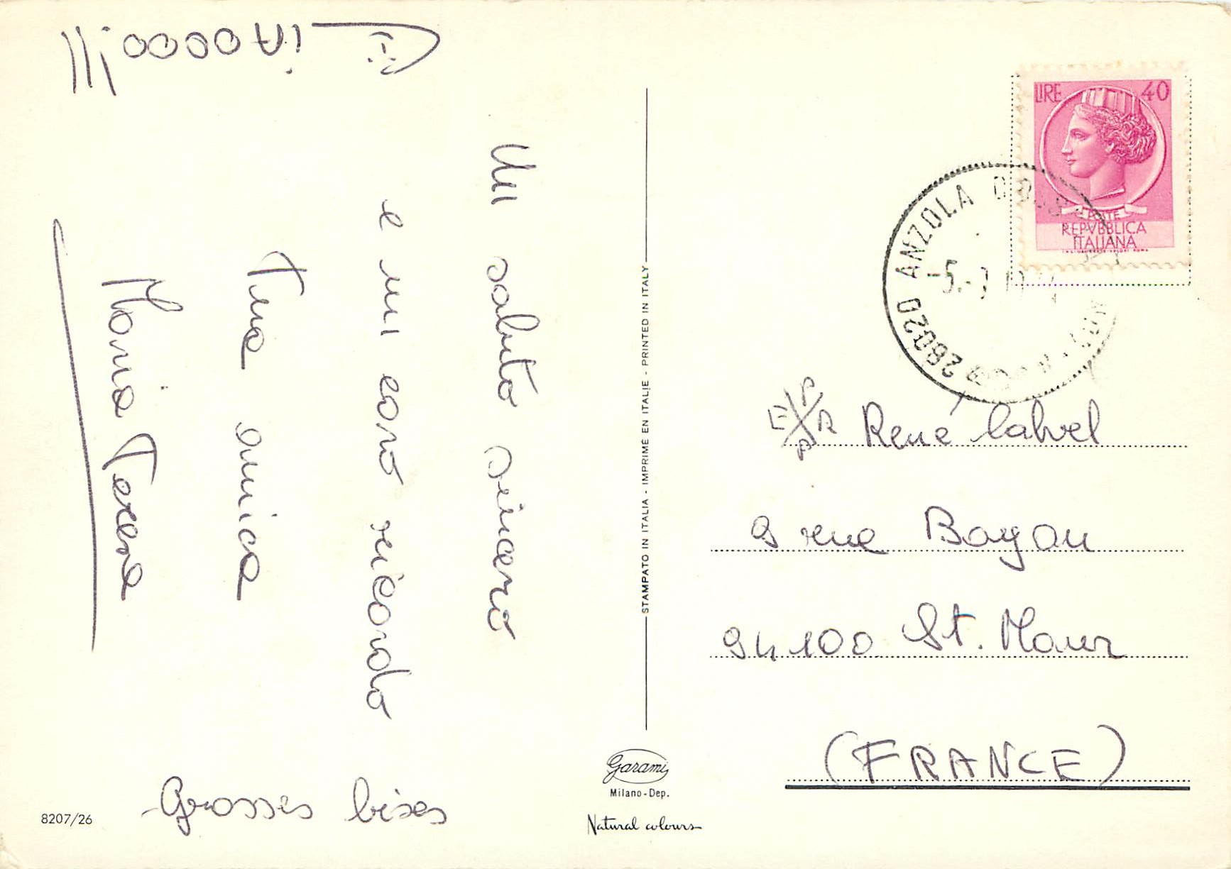 CPM Fleurs — Verso