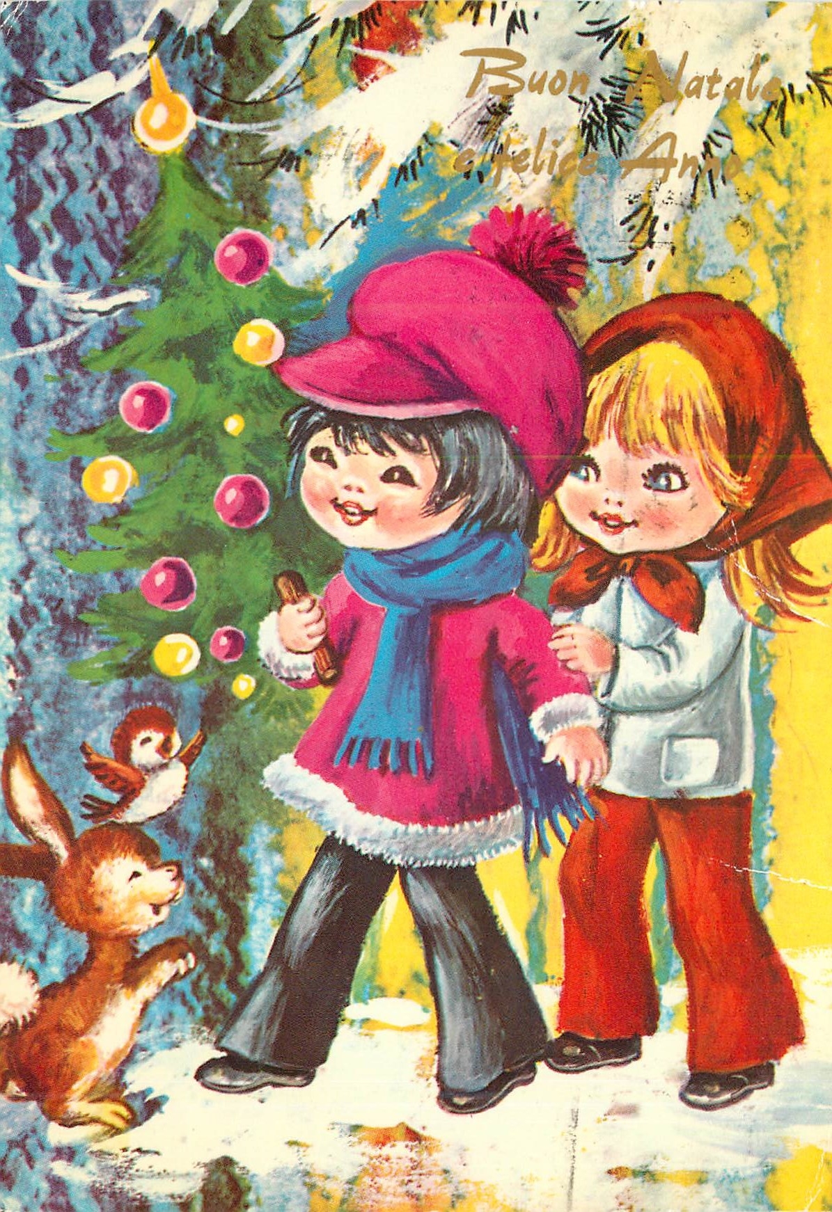 CPM Buon natale e felice anno Ecureuil