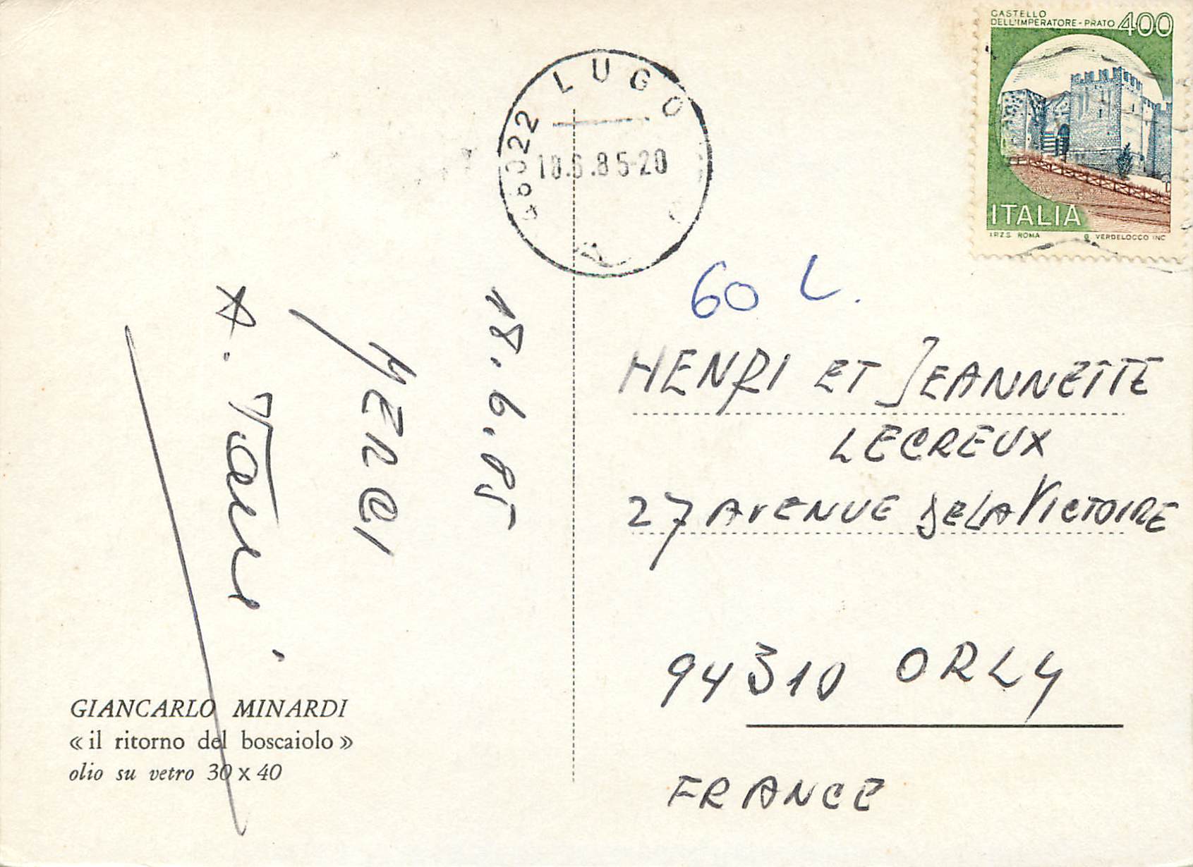CPM Giancarlo minardi il rotorno de lboscailo — Verso