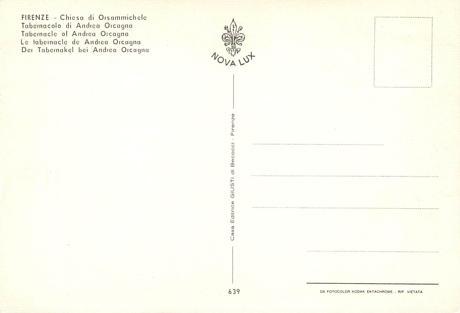 CPM Firenze le tabernacle de andrea orcagna — Rückseite