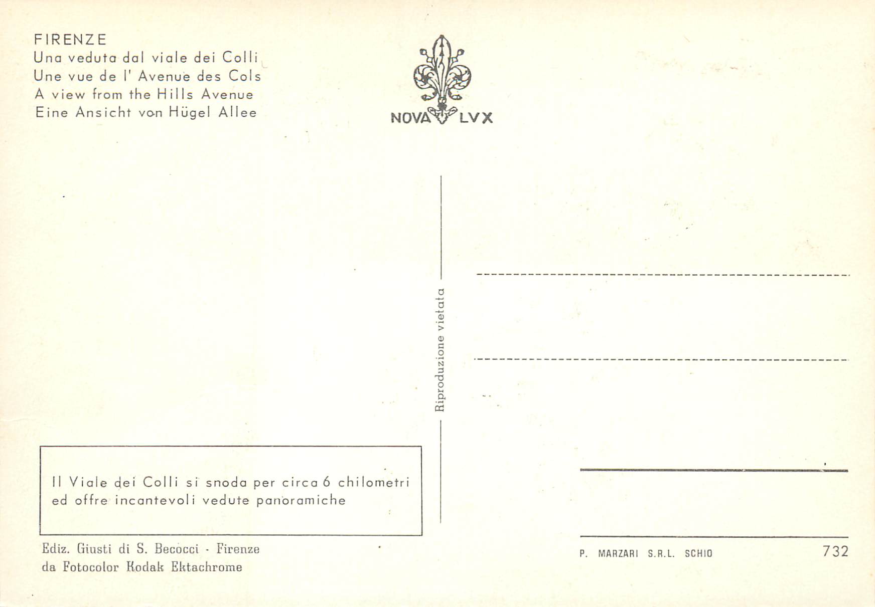CPM Firenze une vue de l'avenue des cols — Rückseite