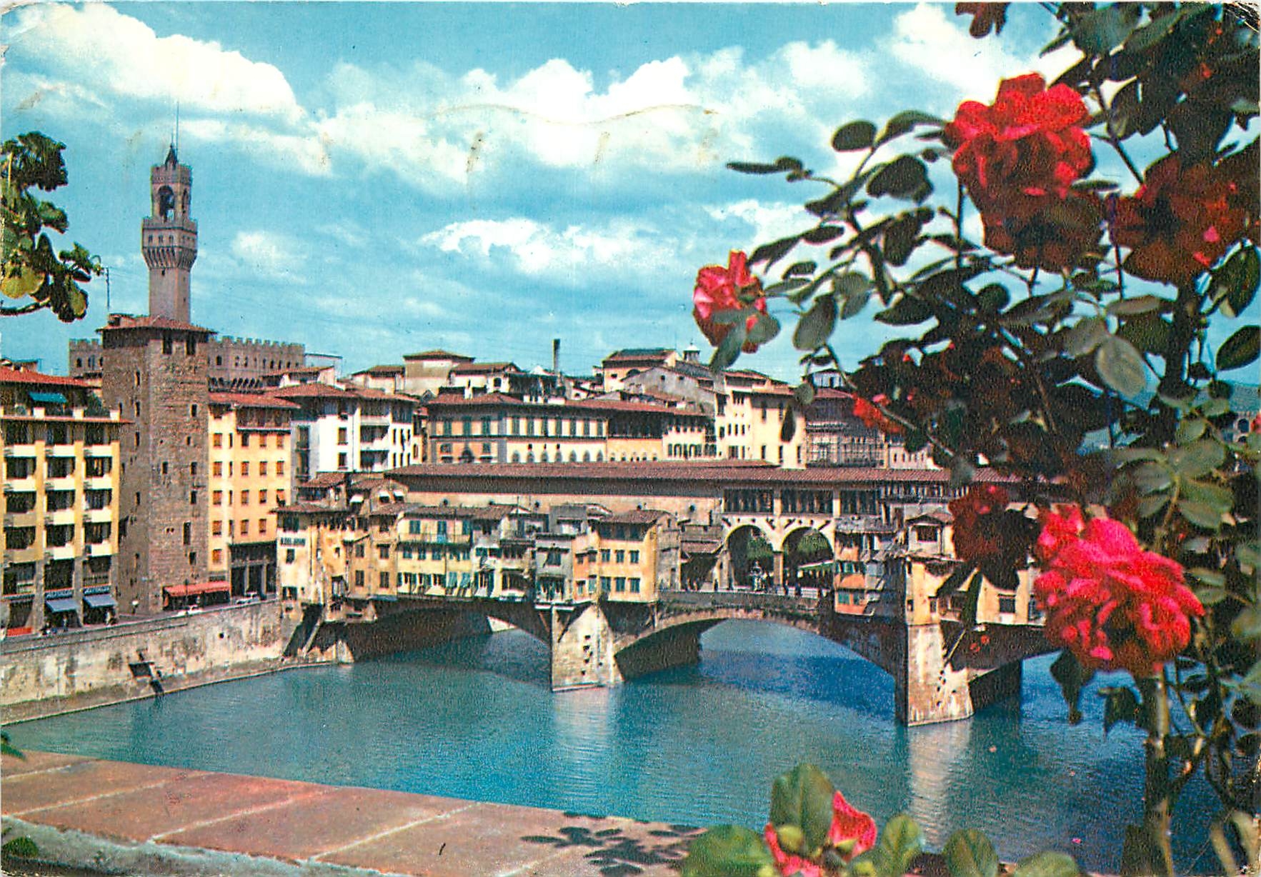 CPM Firenze vue du ponte vecchio et de la tour de arnolfo