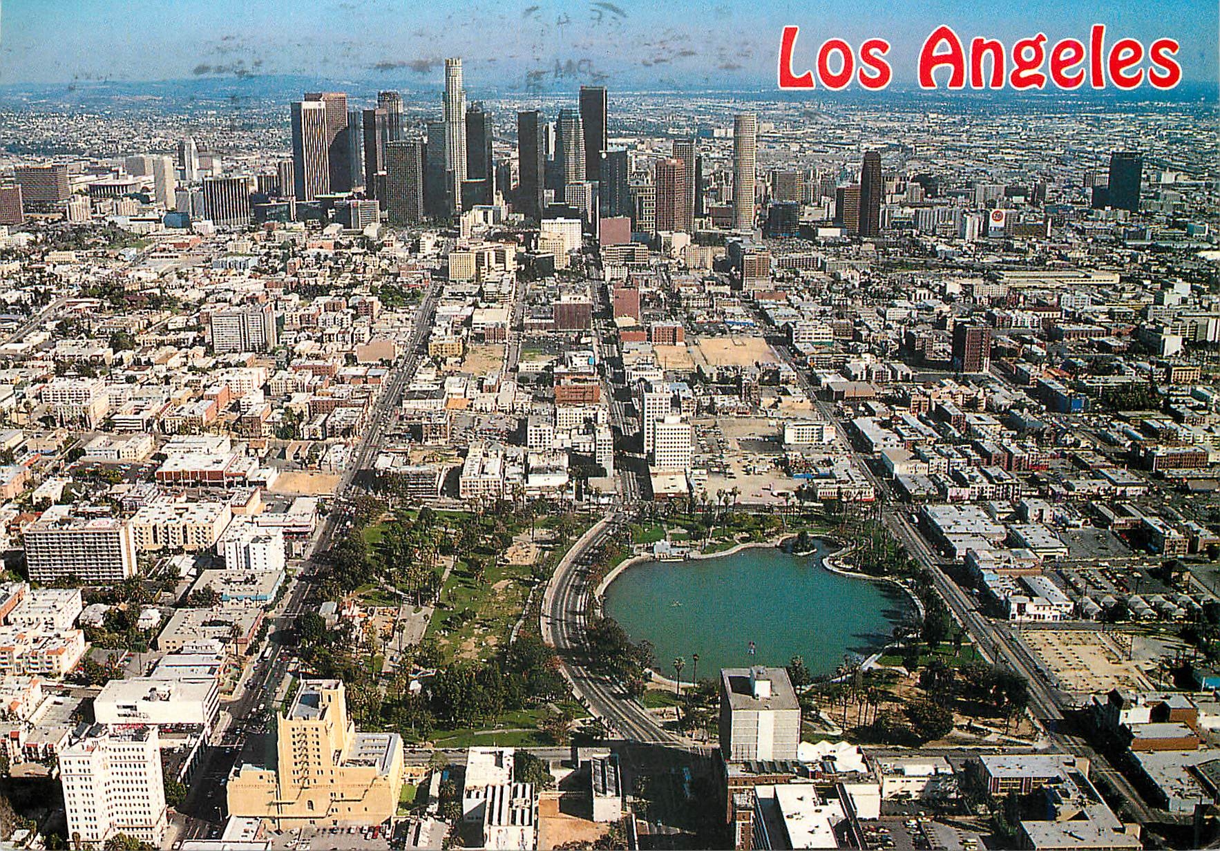 CPM Los angeles california downtown city building form an impressive skyline above the sprawling city