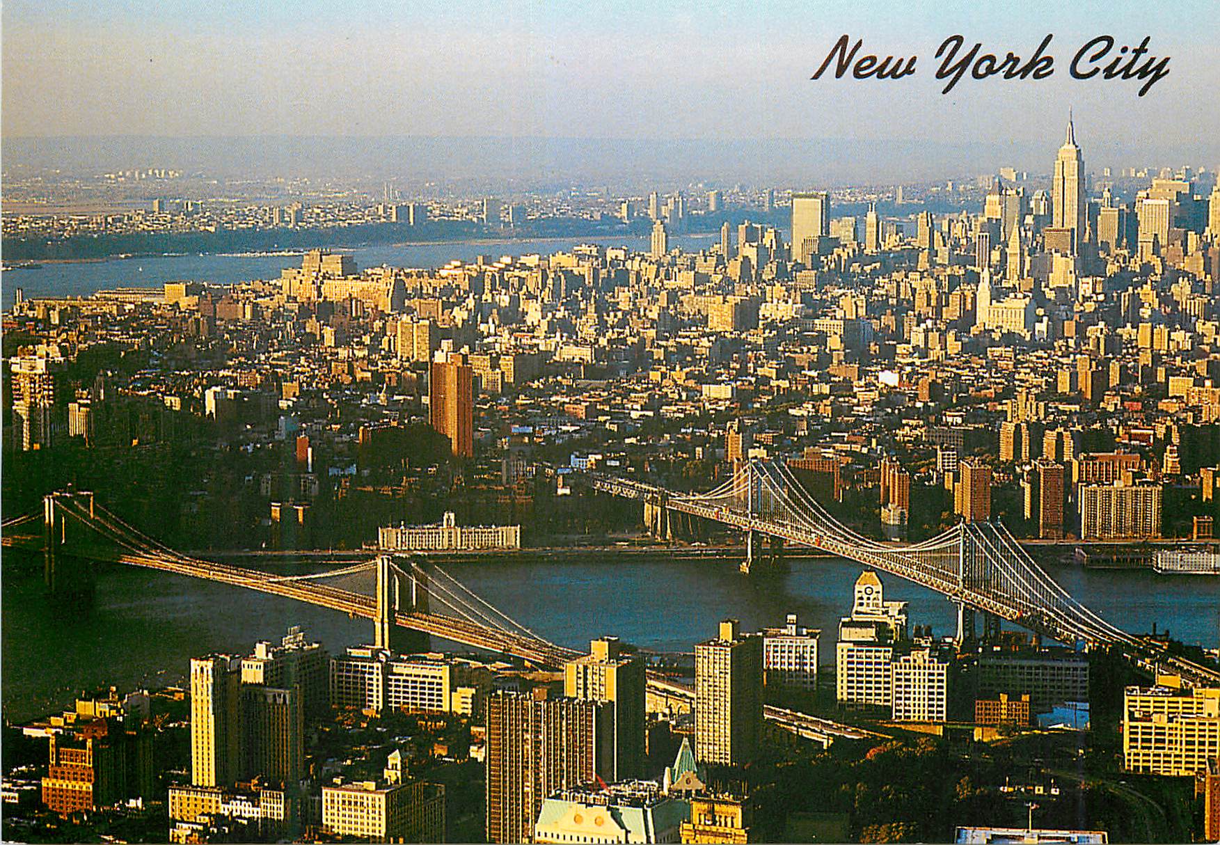 CPM New york city the brooklyn and manhattan bridges spannign the east river