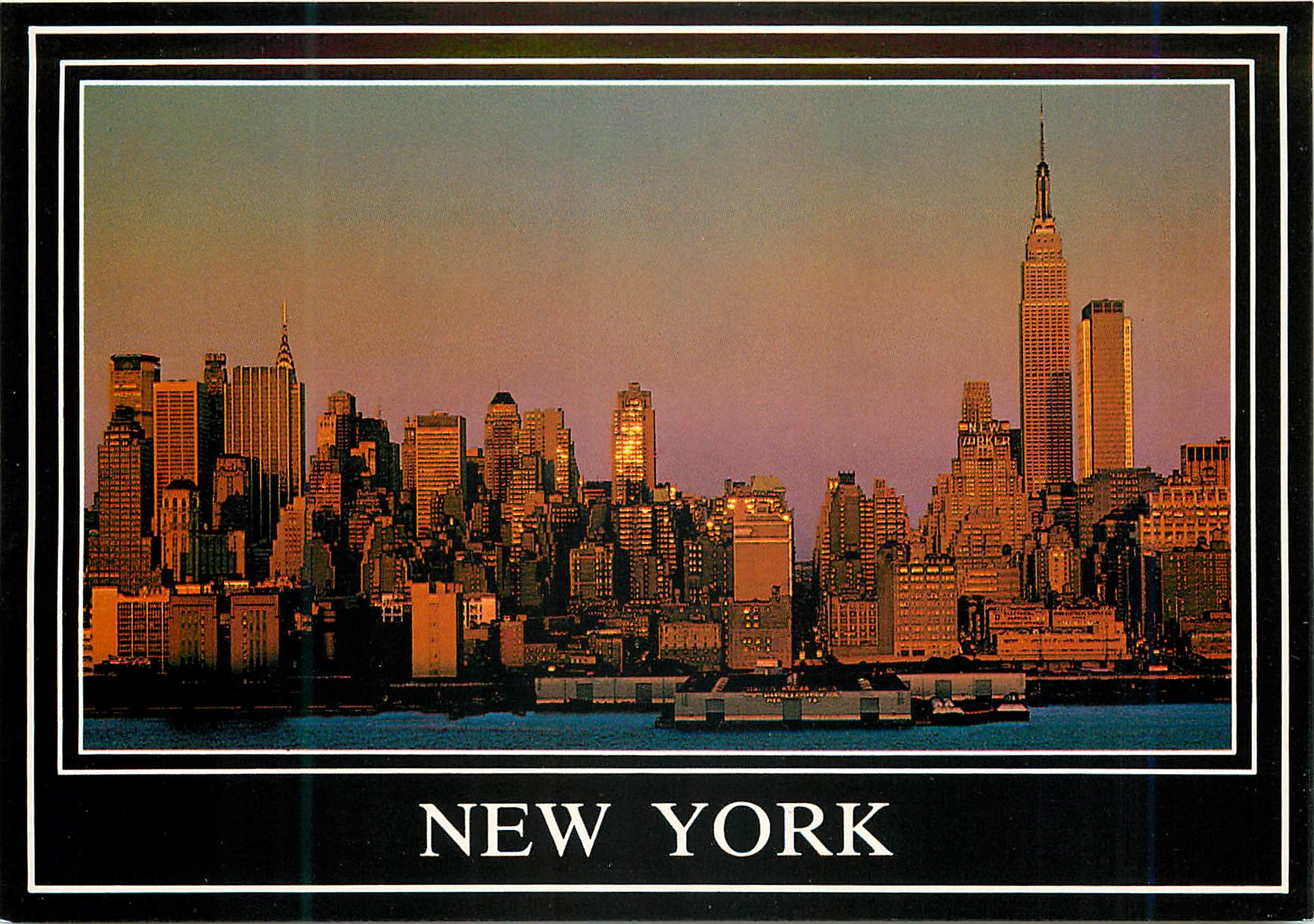 CPM New york city gleaming west side skyline at sunset
