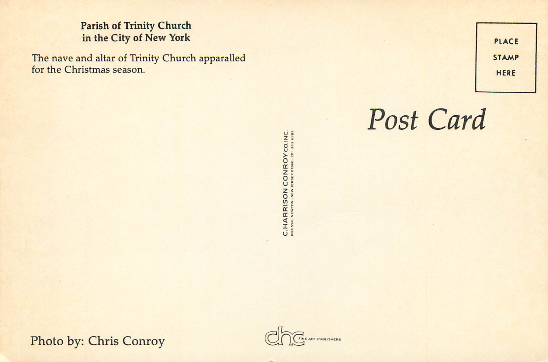 CPM New york city parish of trinity church — Rückseite