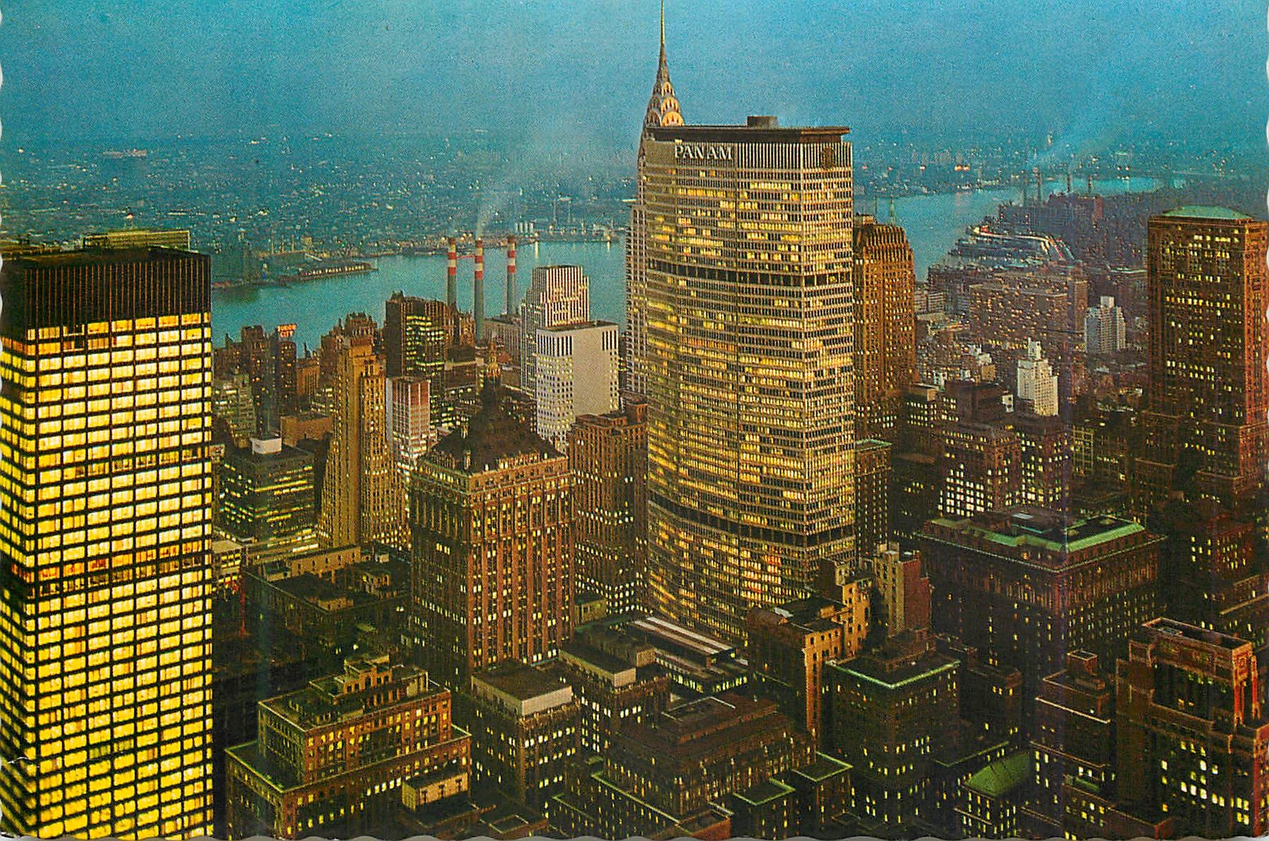 CPM New york city pan am building midtown skyline at night