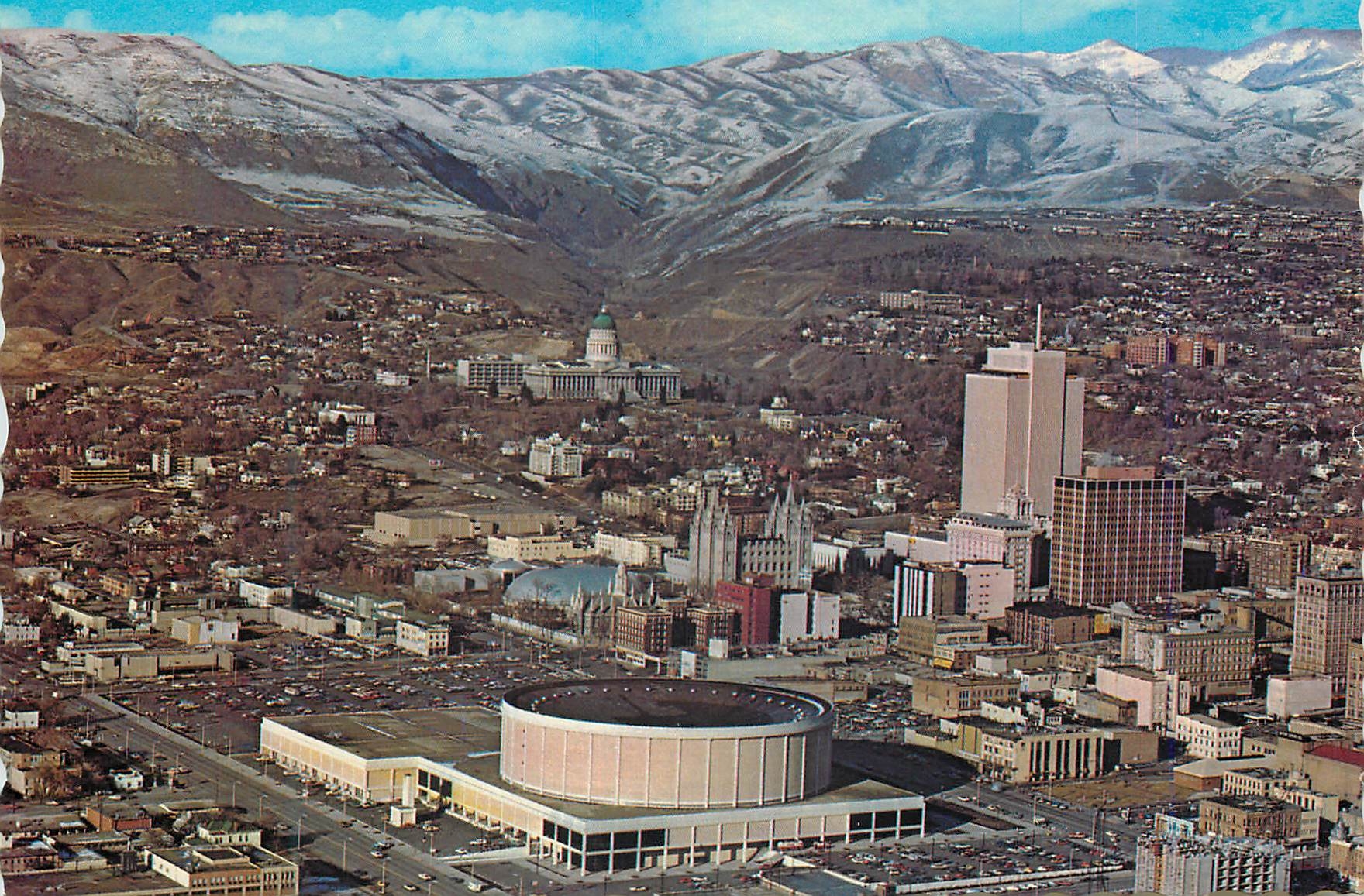 CPM Salt Lake City Utah Aerial view of Salt Lake City