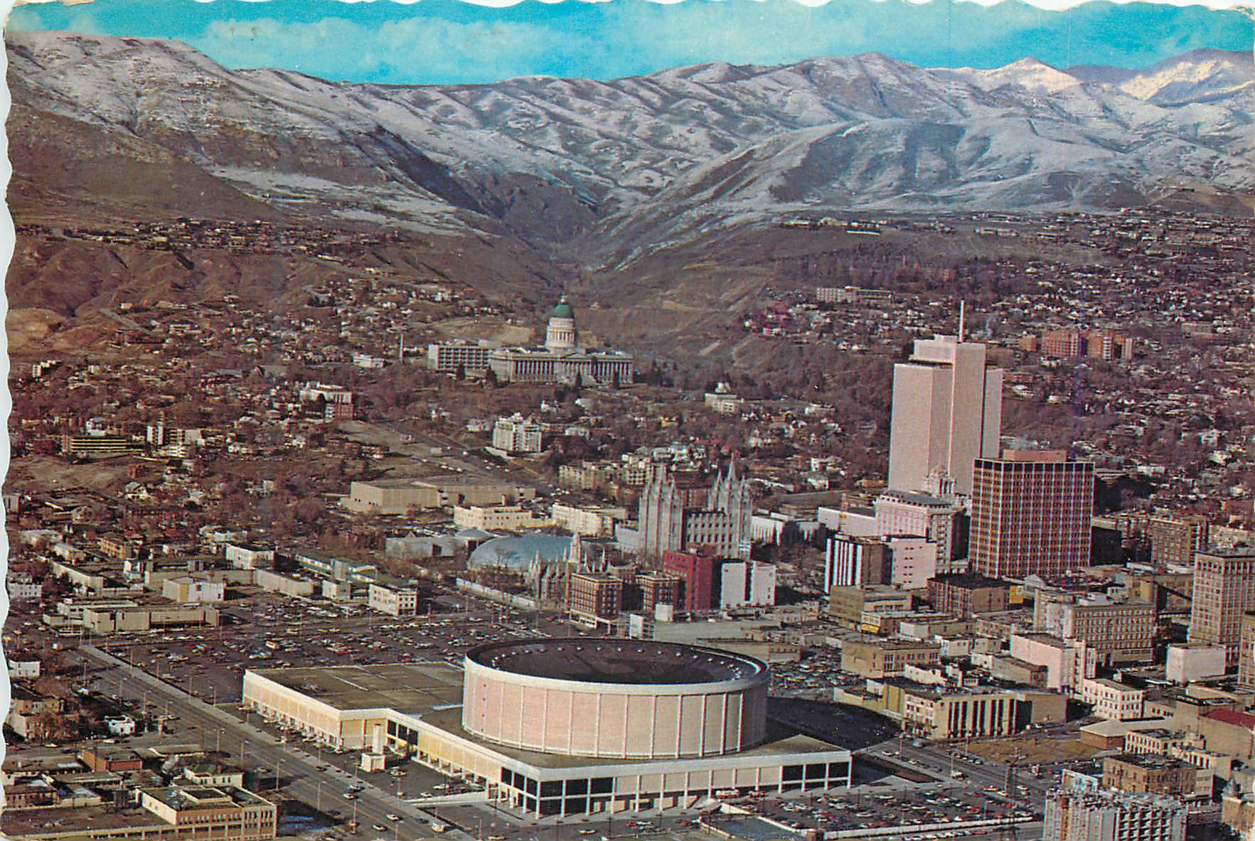 CPM Salt Lake City Utah Aerial view of Salt Lake City