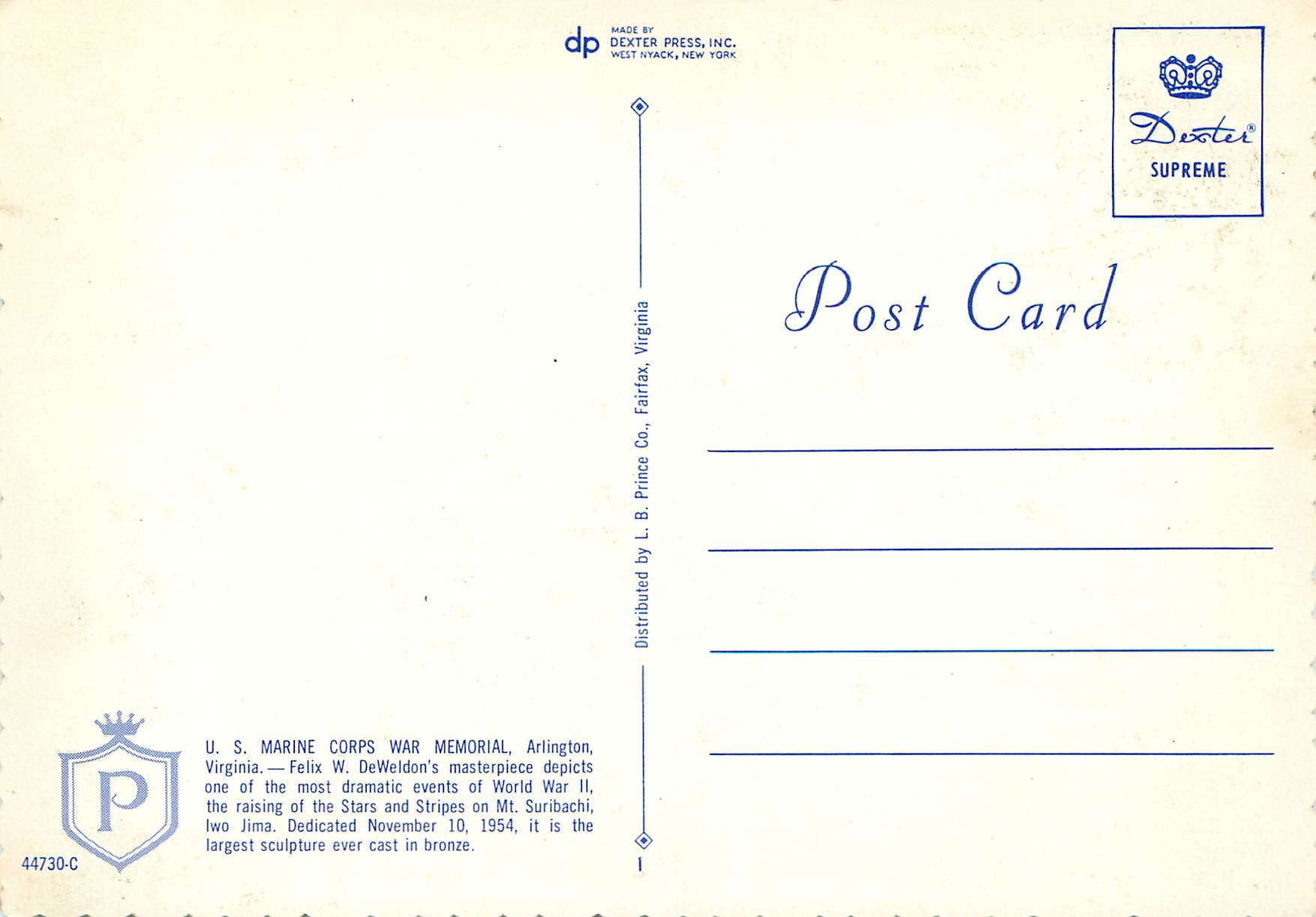 CPM US Marine Corps War Memorial — Verso