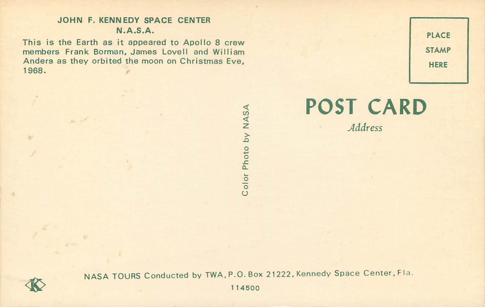 CPM John F Kennedy Space Center NASA — Rückseite