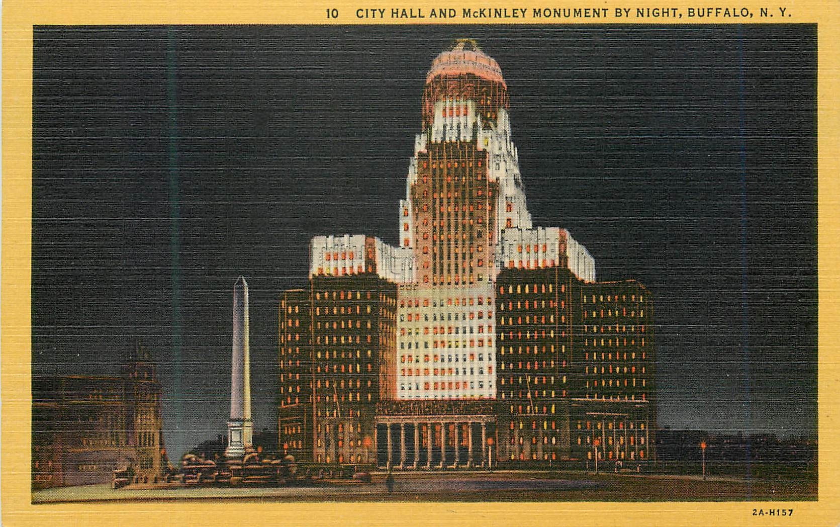 CPA City Halland McKinley Monument By Night Buffalo