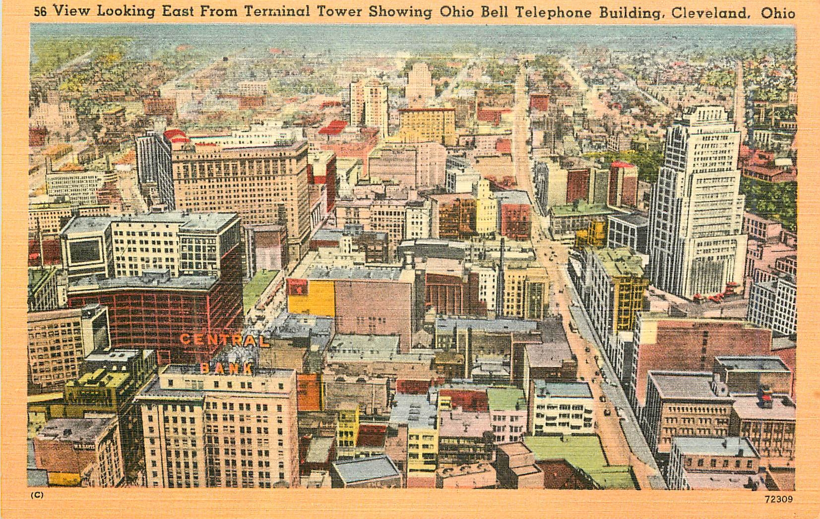 CPA Ohio View Looking East From Terminal Tower Showing Ohio Bell Telephone Building Central Bank