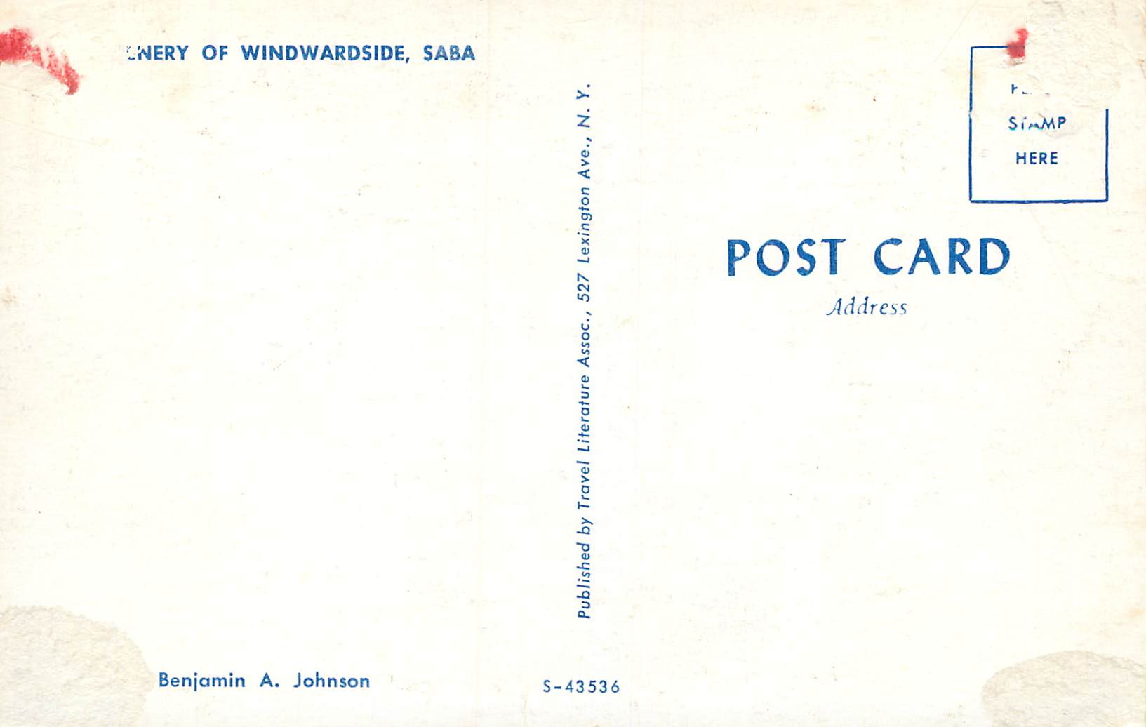 CPA Inery of Windwardside Saba — Rückseite