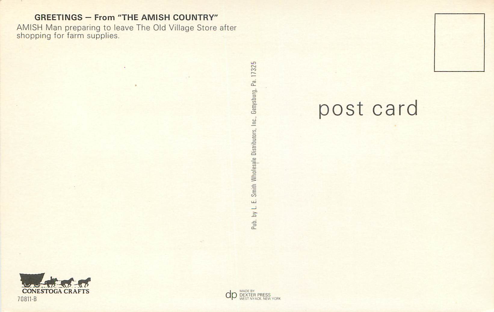 CPA The Amish Country — Rückseite