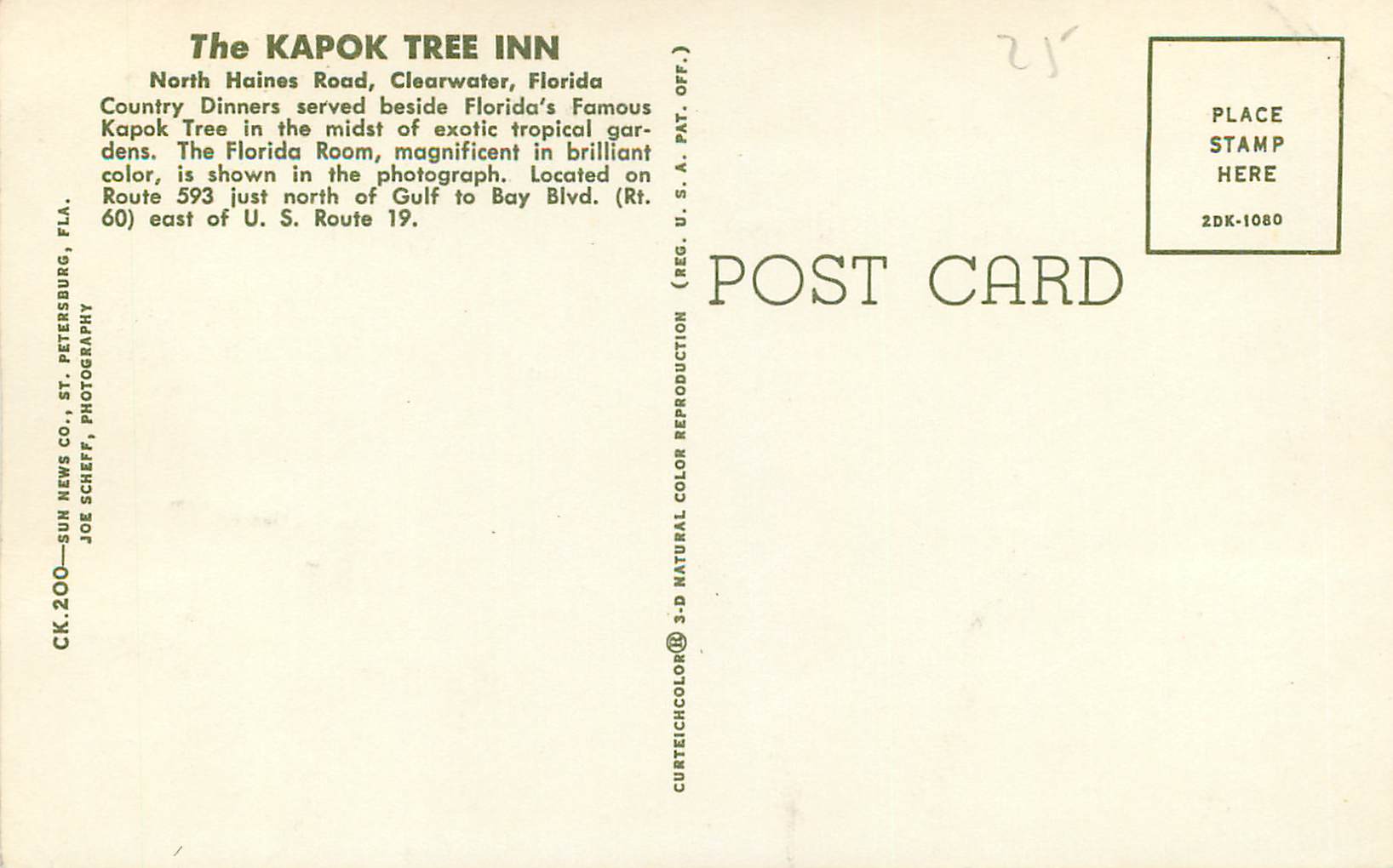 CPA Florida North Haines Road The Kapok tree inn — Rückseite
