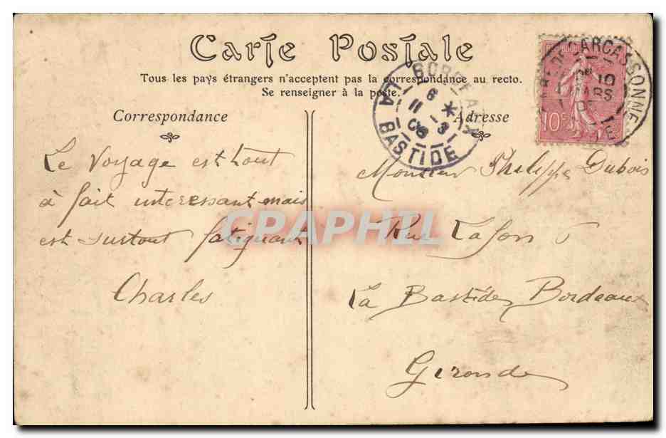 Cite de CArcassonne CPA Les lices — Rückseite