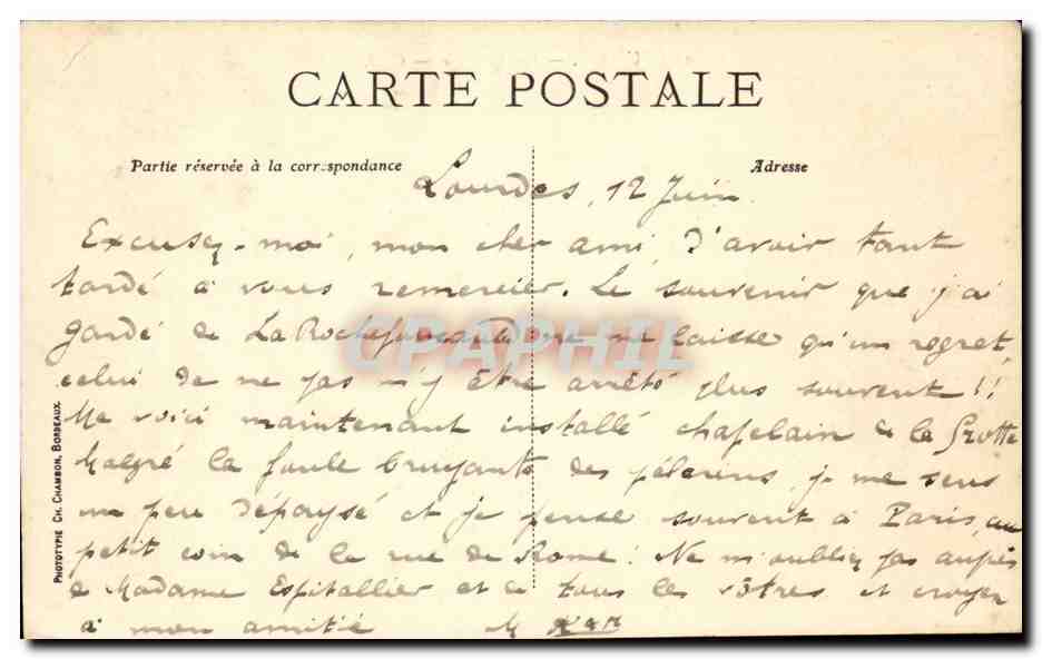 Lourdes CPA Vue generale — Verso