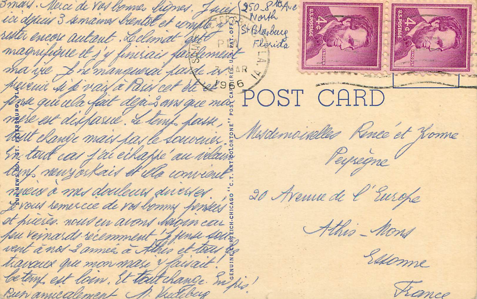 CPM Business Section of S Petersburg Lla From Mirror Lake Drive — Rückseite