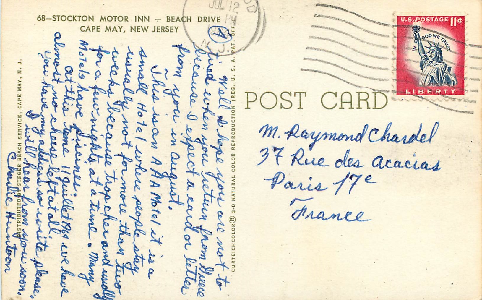 CPM Stockton Motor Inn Beach Drive Cape May New Jersey — Back