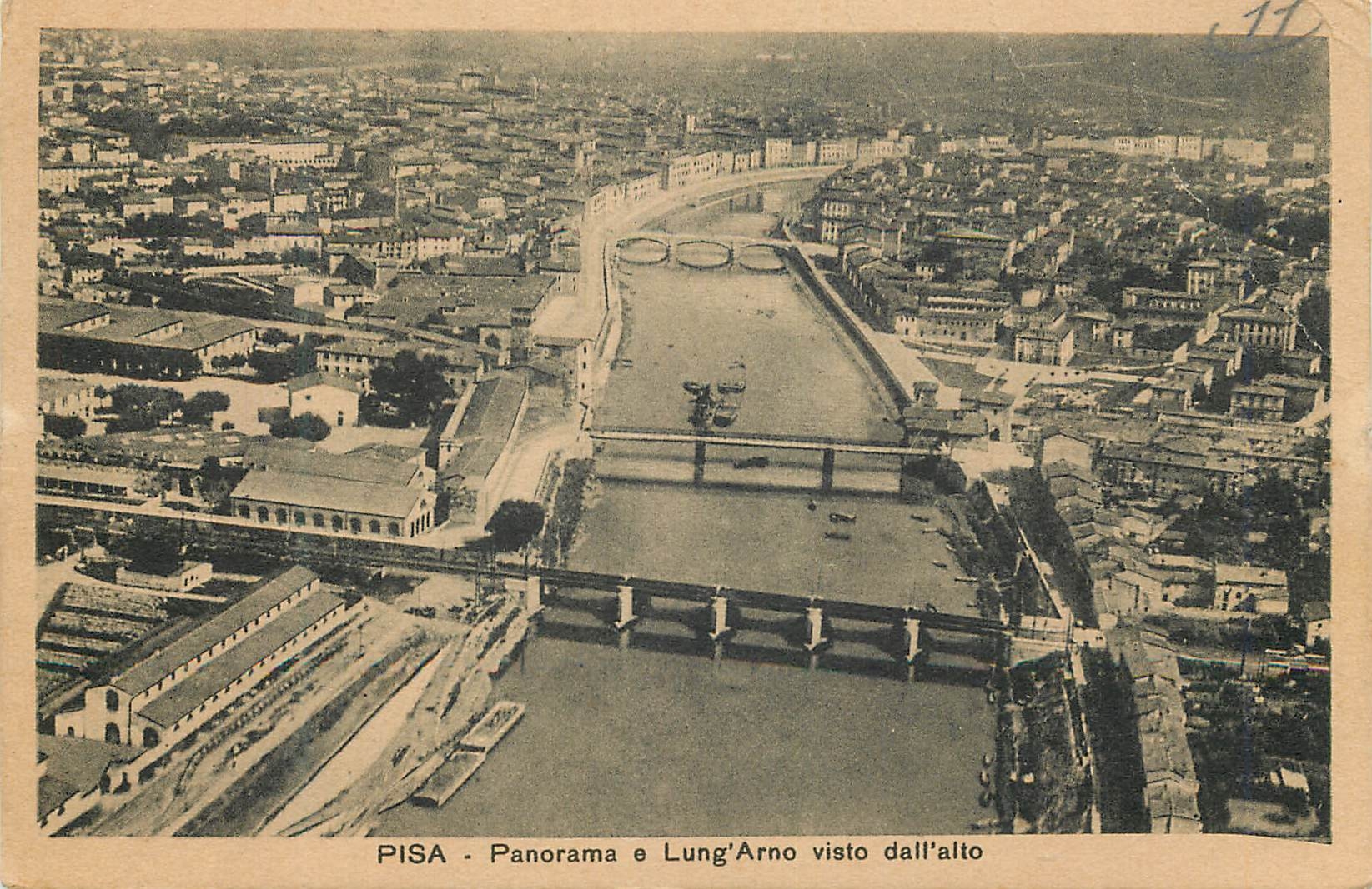CPA Pisa Panorama e Lung'Arno visto dall'alto