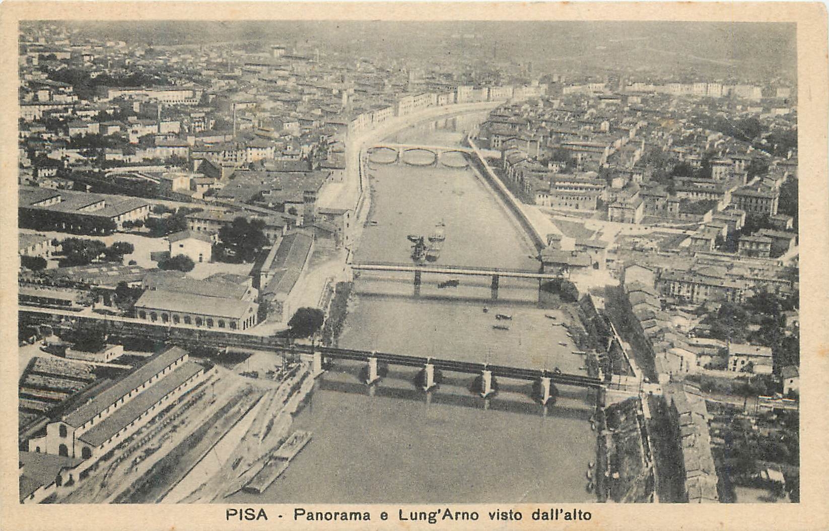 CPA Pisa Panorama e Lung'Arno visto dall'alto
