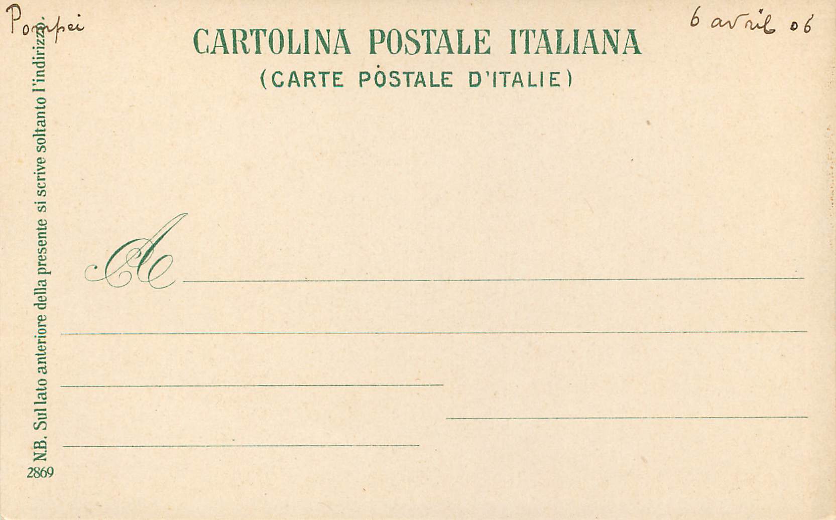 CPA Pompei Bagni di Stabia — Rückseite