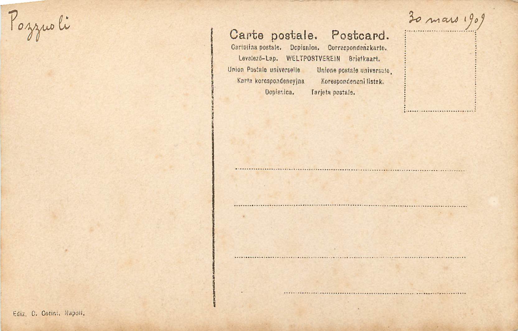 CPA Pozzuoli Tempio di Serapide — Rückseite