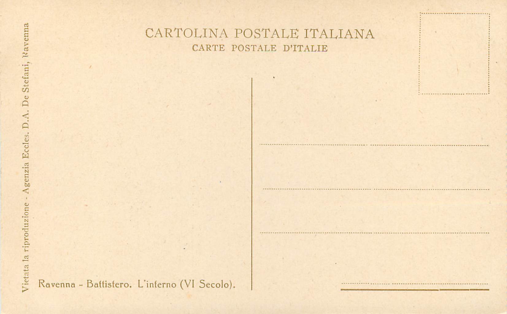 Ravenna - Baptistère. L'inférieur (VIe siècle) — Agenzia Ecclesia, D.A. De Stefani — Rückseite