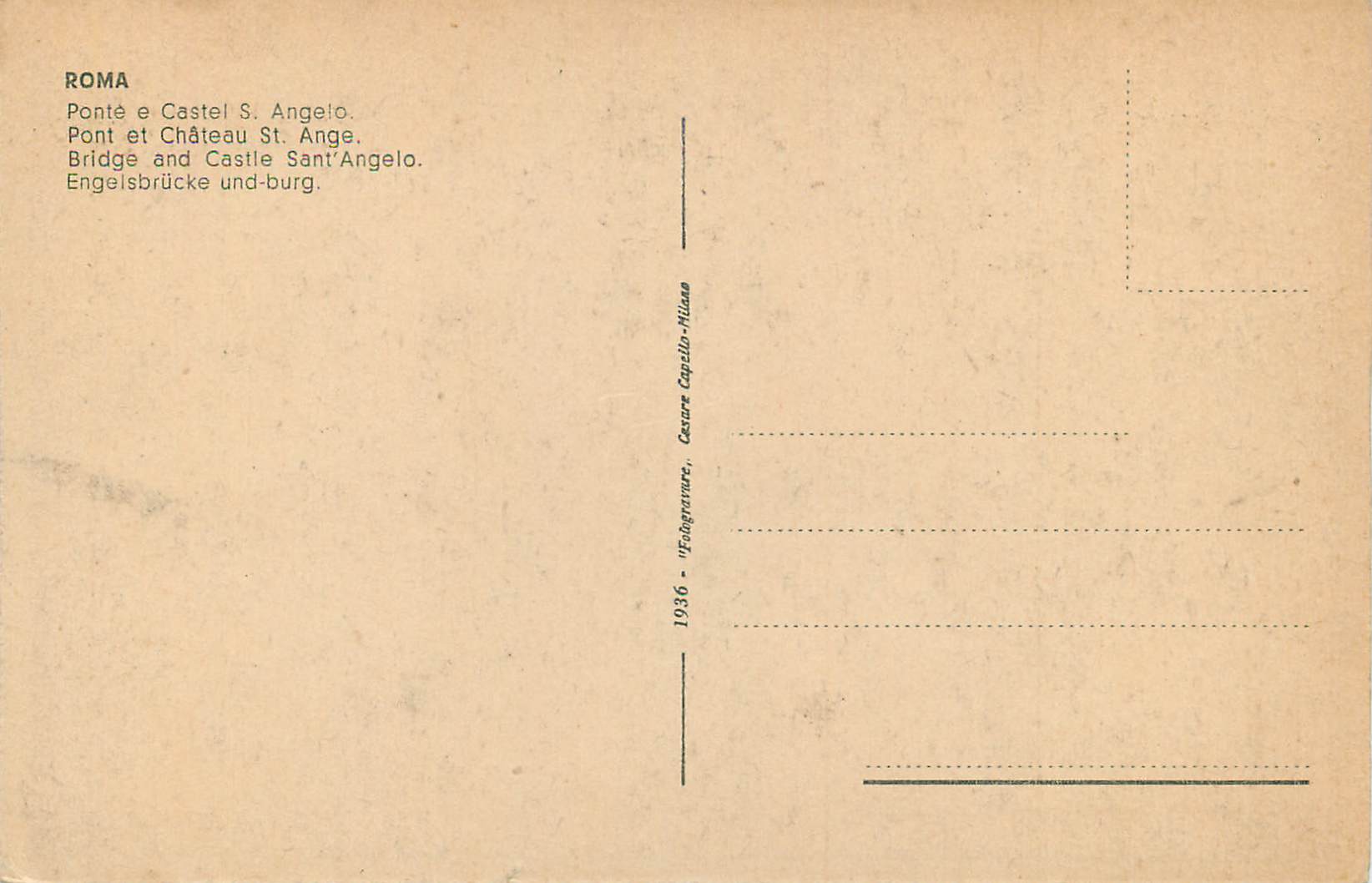 CPA Roma Pont et Chateau St Ange — Verso