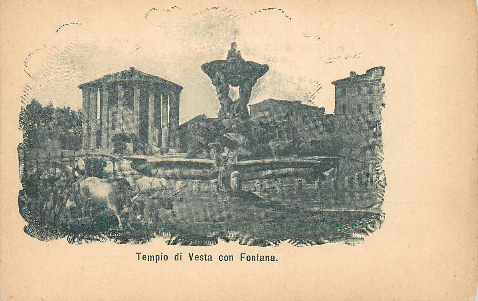 CPA Tempio di Vesta con Fontana Attelage Bœufs