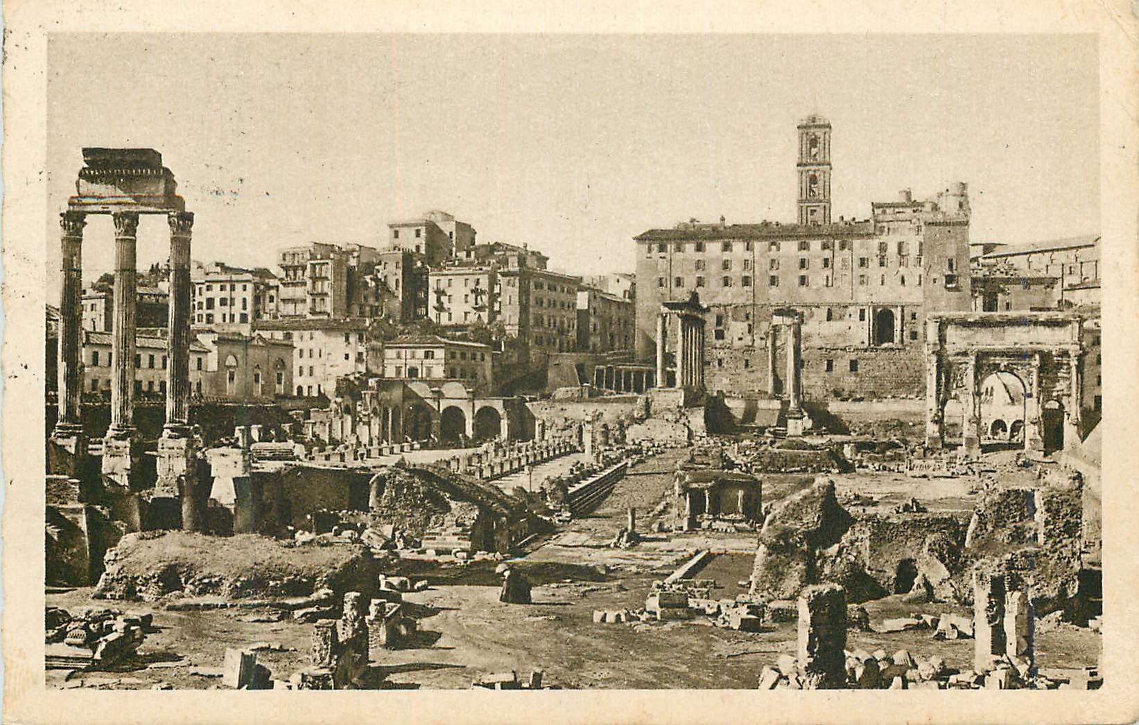 CPA Roma Foro Romano con il Tempio di Castore e Dolluce e la Basilica Giulia