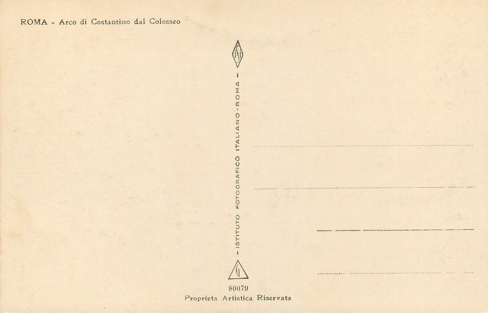 CPA Roma Arco di Constantino dal Colosseo — Rückseite