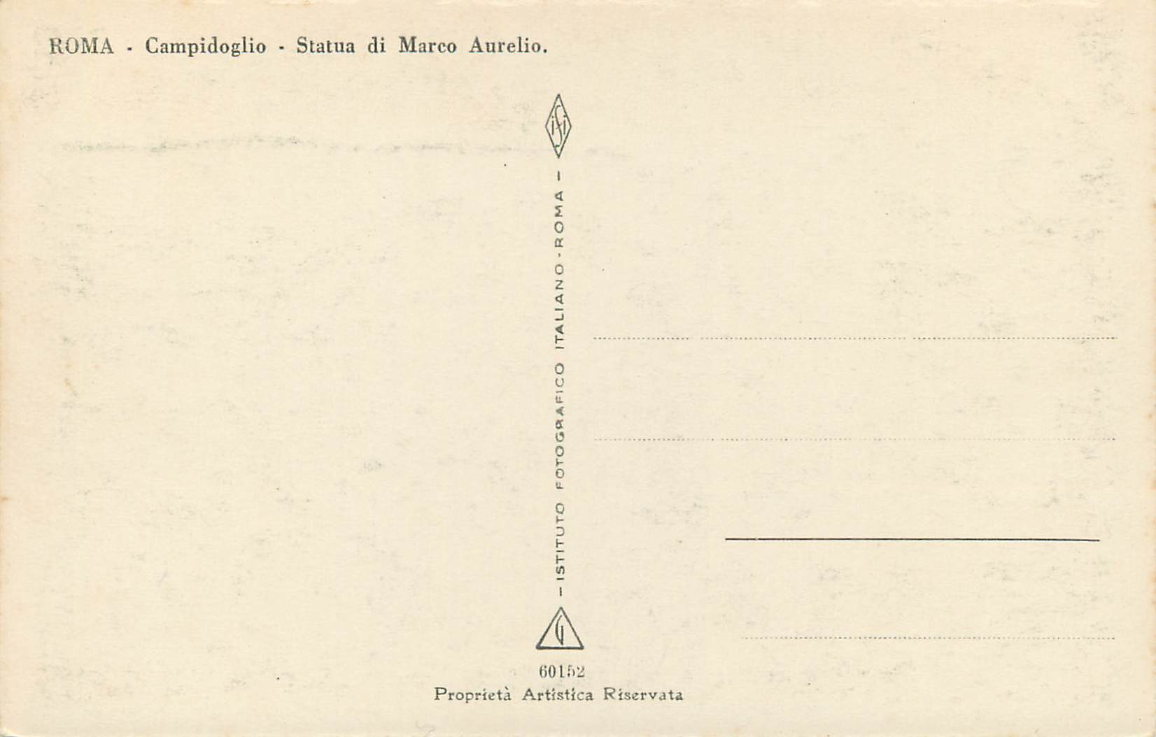 CPA Roma Campidoglio Statua di Marco Aurilio — Rückseite