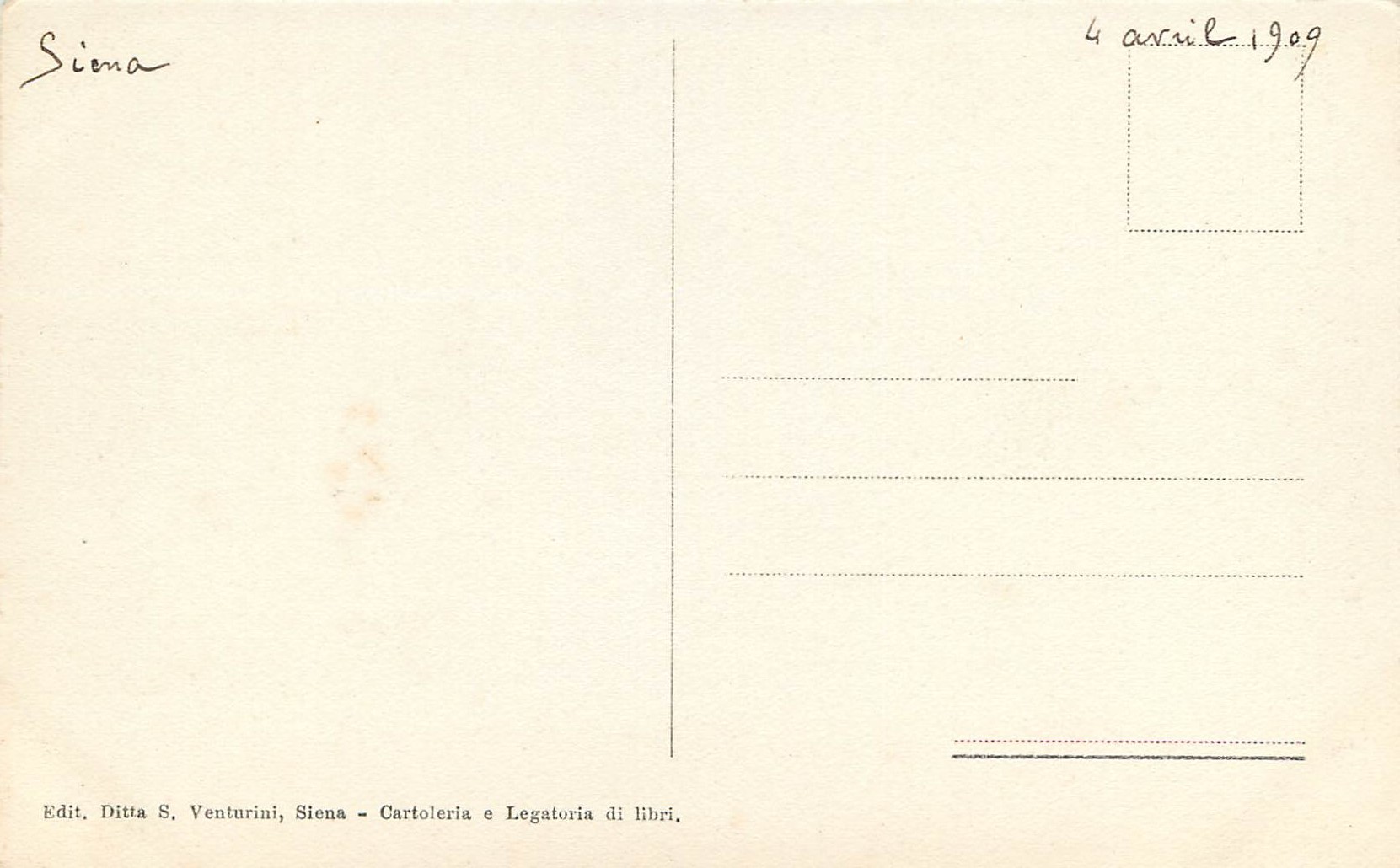 CPA Siena Rocca della Torre del Mangia — Rückseite