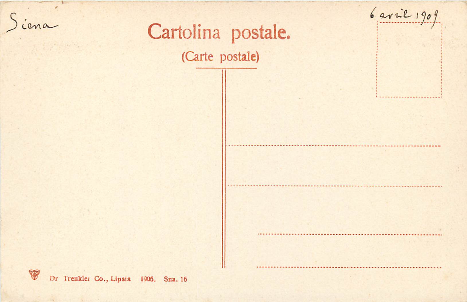 CPA Siena Loggia du Marcanti oggi degli Uniti (Domenico di Niccolo) — Rückseite