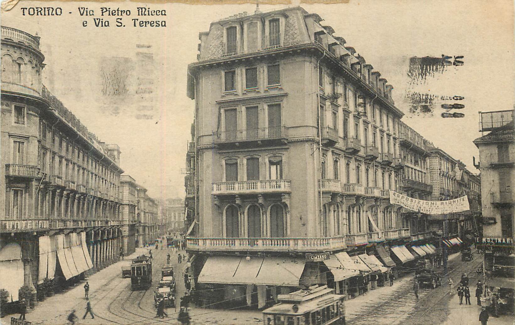 CPA Torino Via Pietro Micca e Via S Teresa Train Tramway