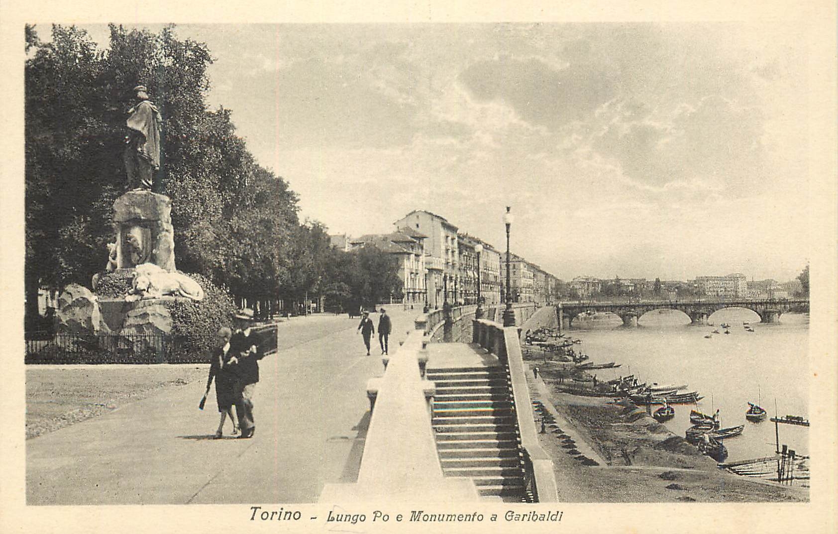 CPA Torino Lungo Po e Monumento a Garibaldi