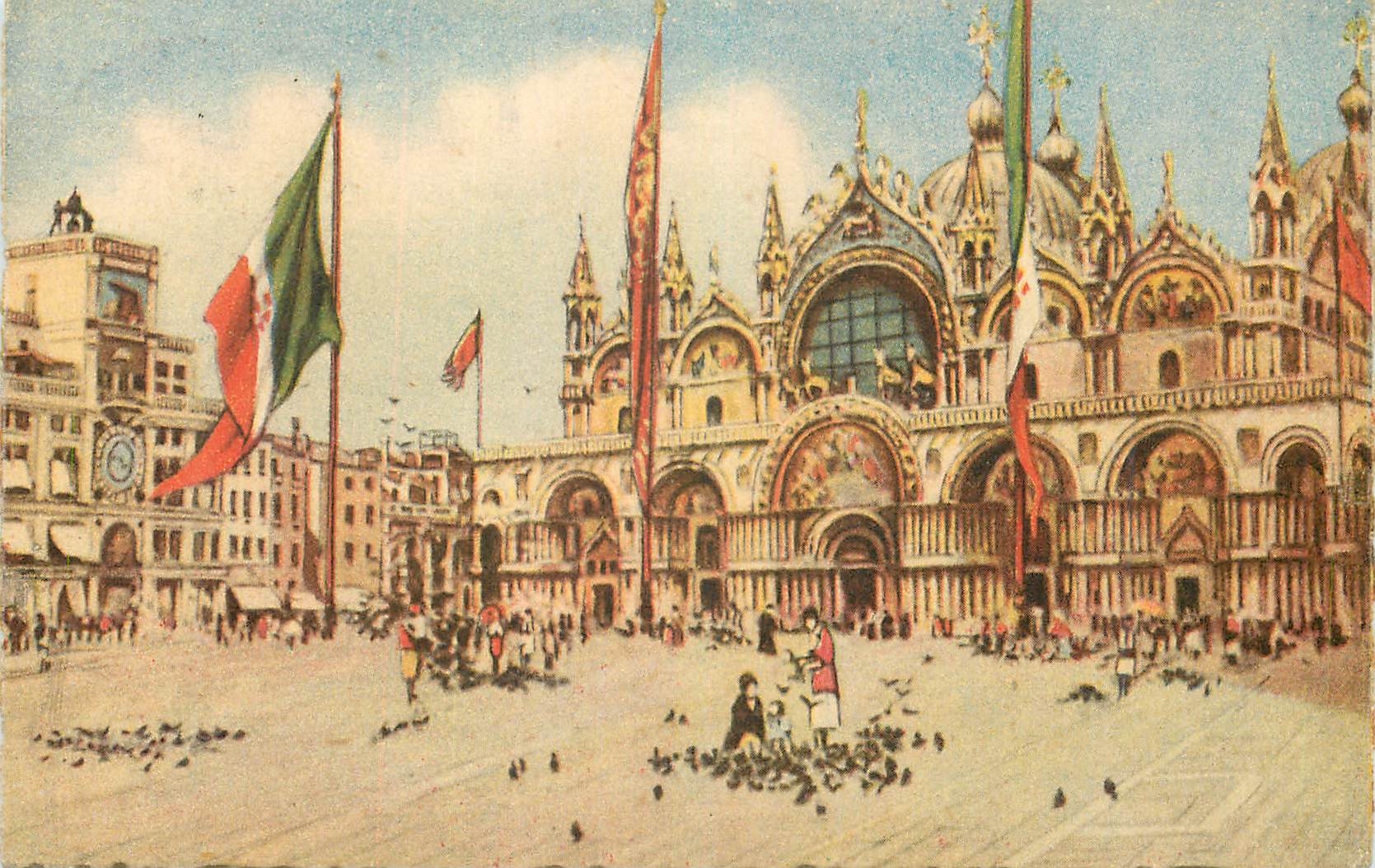 CPA Venezia Basilique de Saint Marc et Tour de l'Horloge