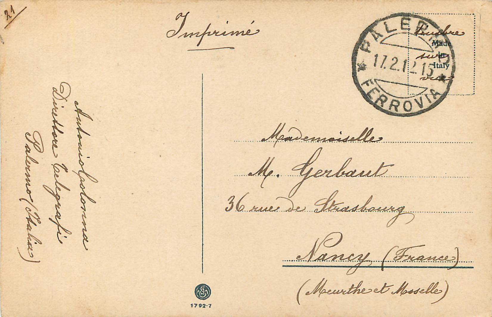 CPA Bateaux Venezia — Rückseite