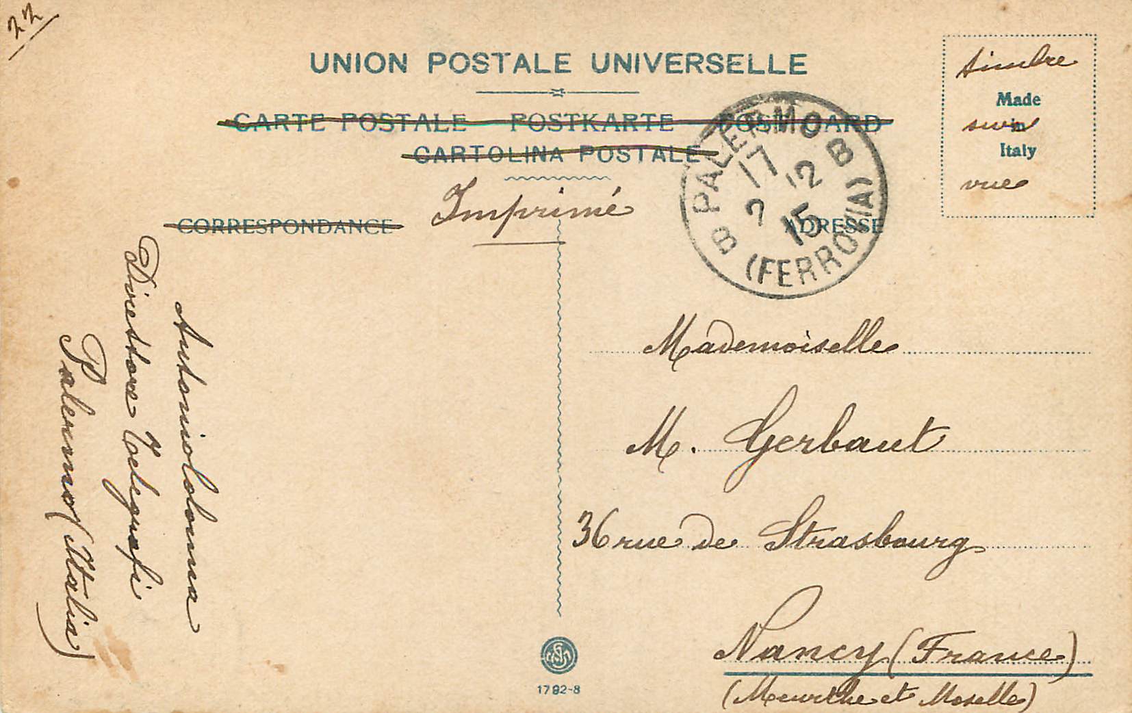 CPA Venezia Femme Enfant — Rückseite