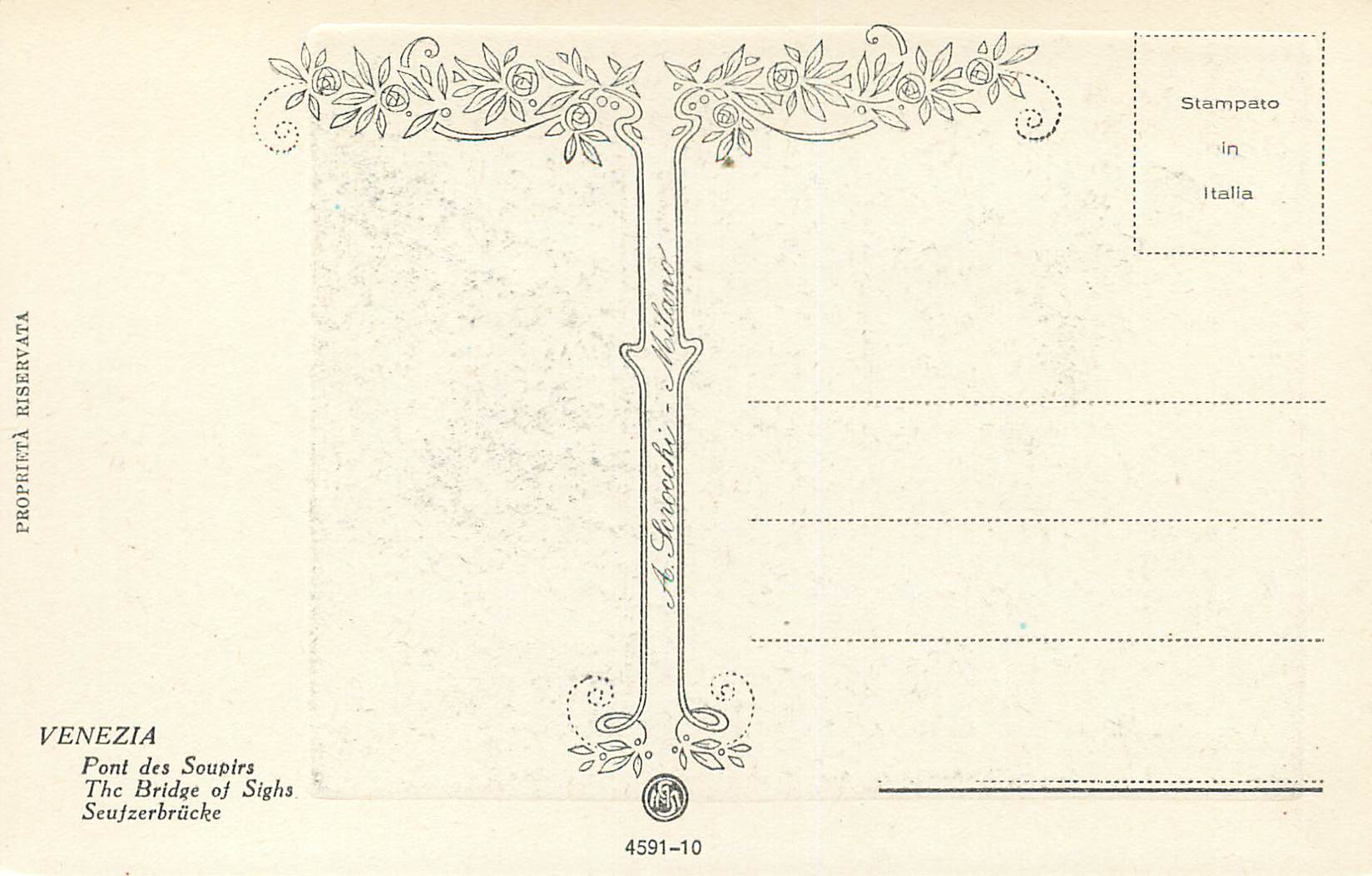 CPA Venezia Pont des Soupirs — Rückseite